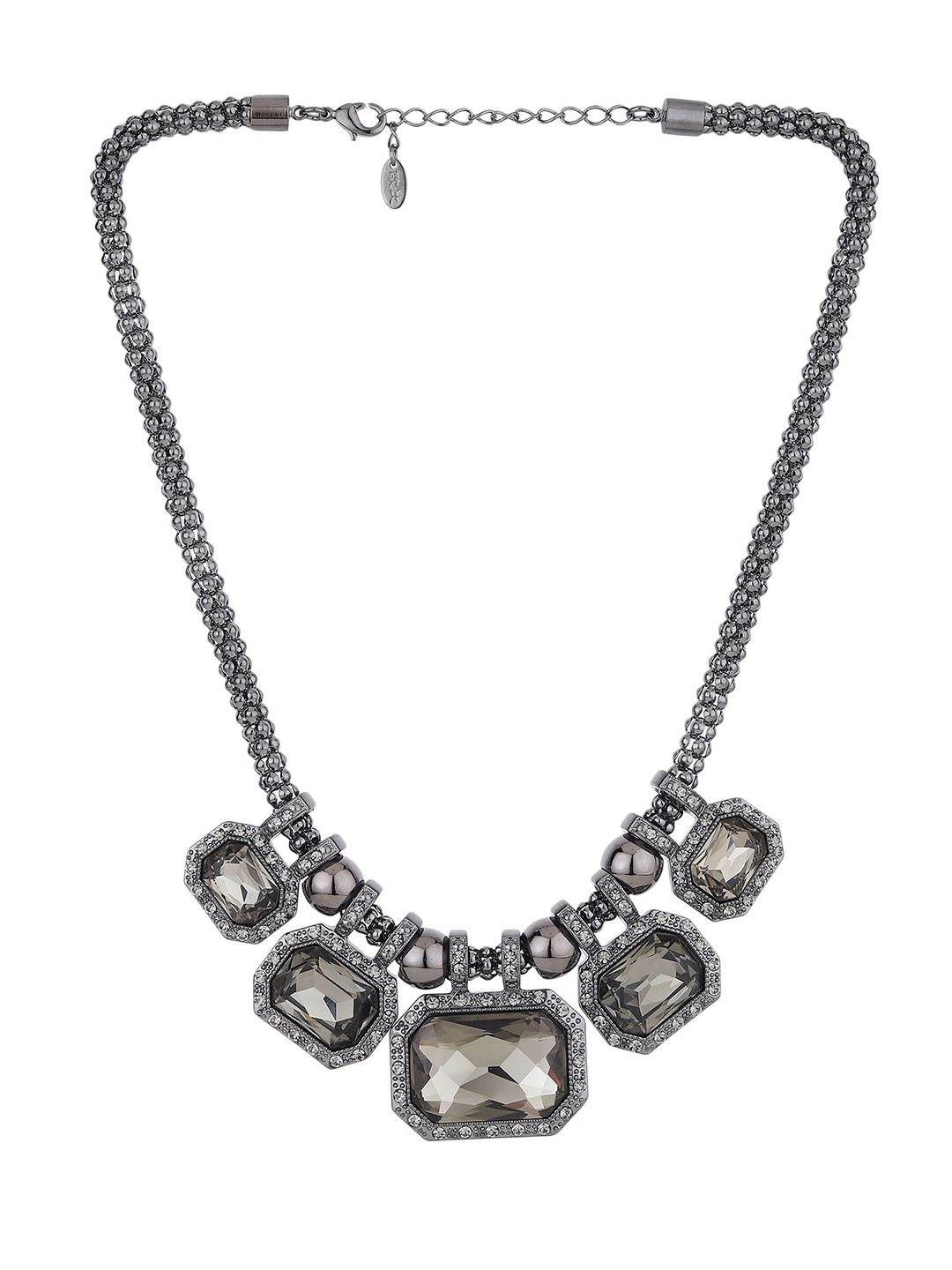 

RHOSYN Silver-Plated Stainless Steel Cubic Zirconia Stone Studded Necklace, Metallic