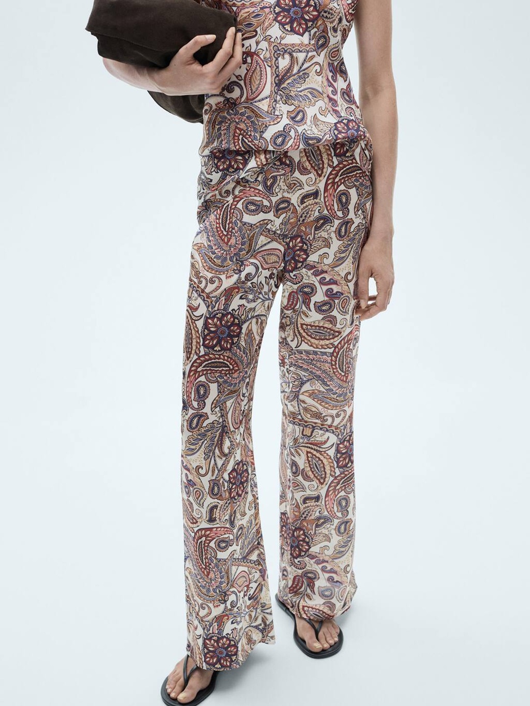 

MANGO Women Printed Trousers, Off white