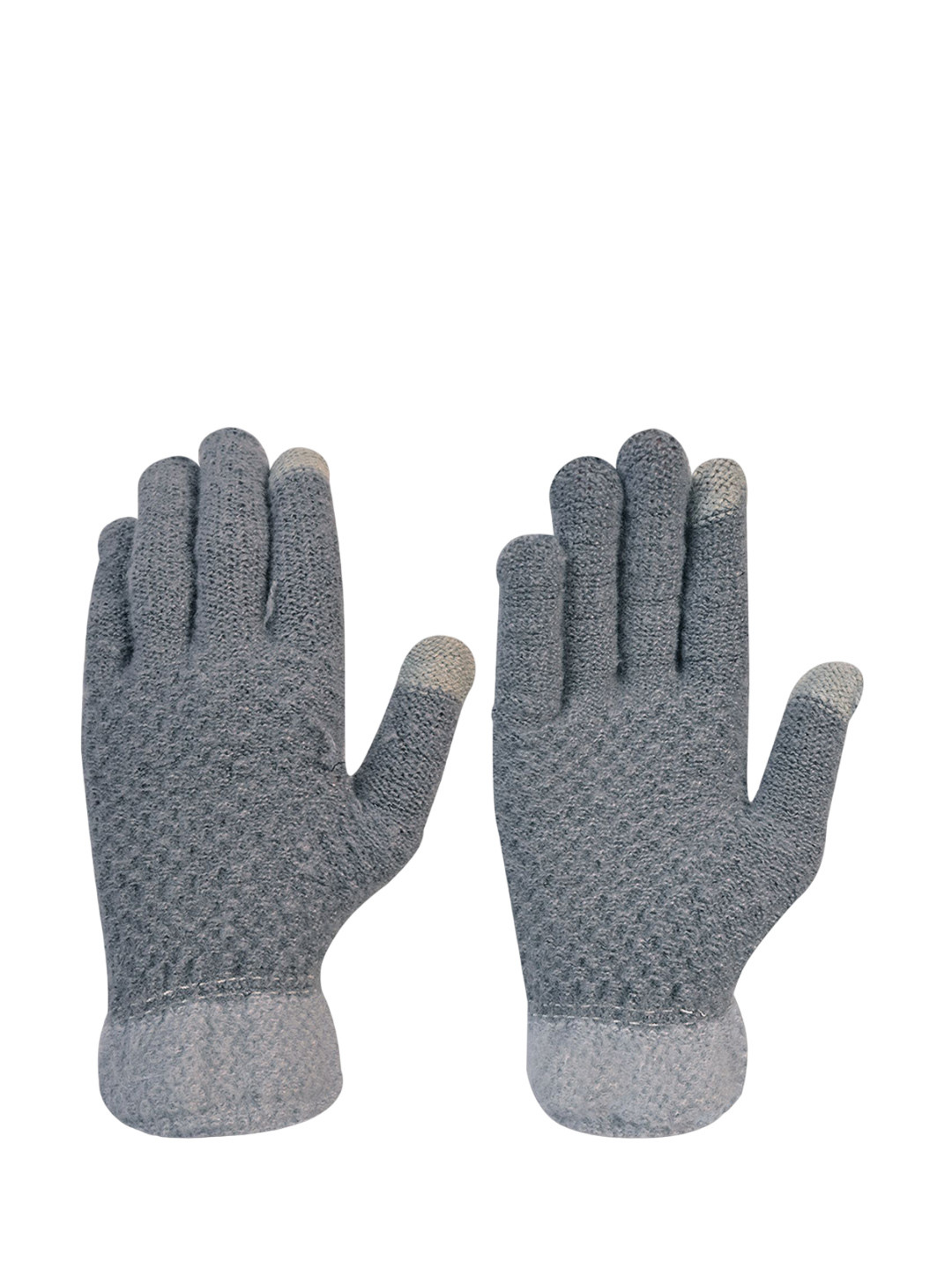 

LOOM LEGACY Men Grey Acrylic Woollen Touchscreen Gloves, Grey melange