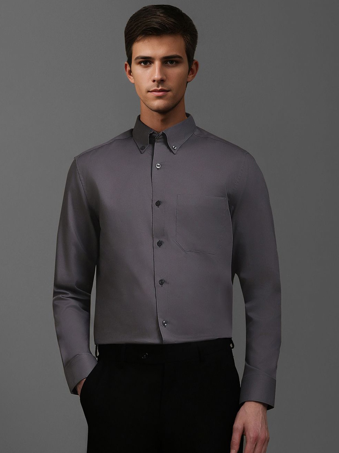 

Louis Philippe Men Classic Opaque Formal Shirt, Charcoal