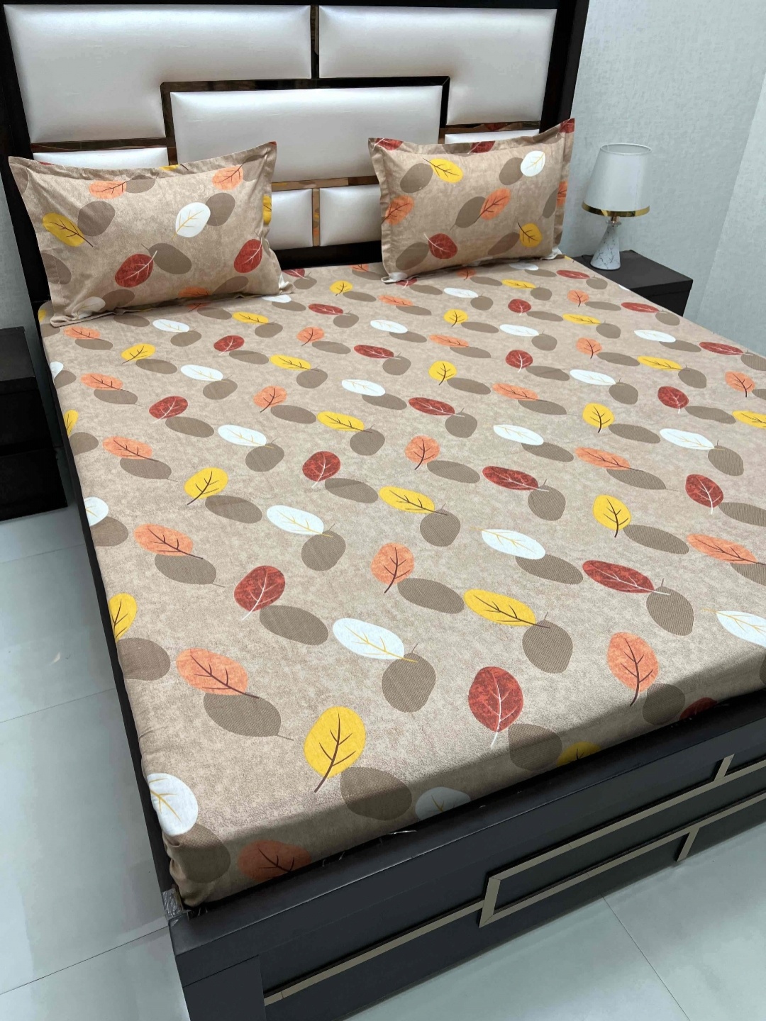 

Pure Decor Passion Brown Floral 350 TC Pure Cotton Queen Bedsheet-2.28 m x 2.55 m