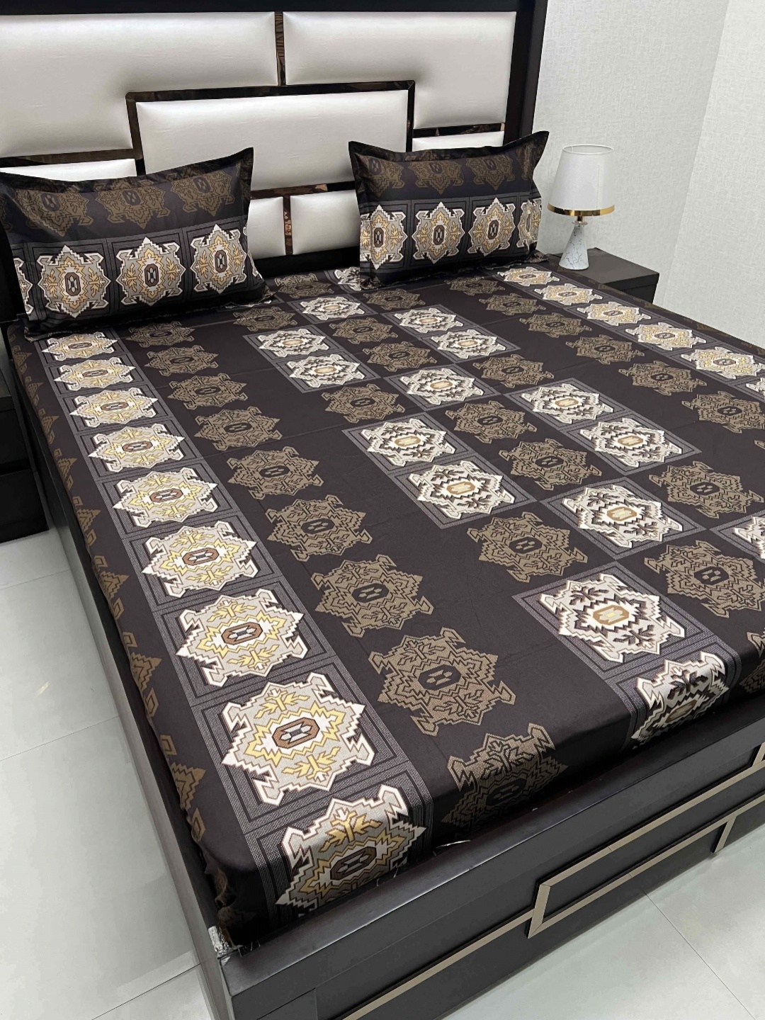 

Pure Decor Cotton Queen Size Double Bed Bedsheet With 2 Pillow Covers 2.28m X 2.54m, Brown