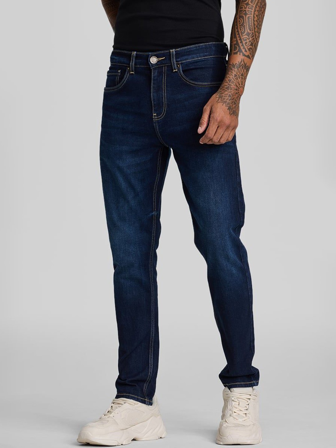 

Snitch Men Classic No Fade Stretchable Jeans, Navy blue