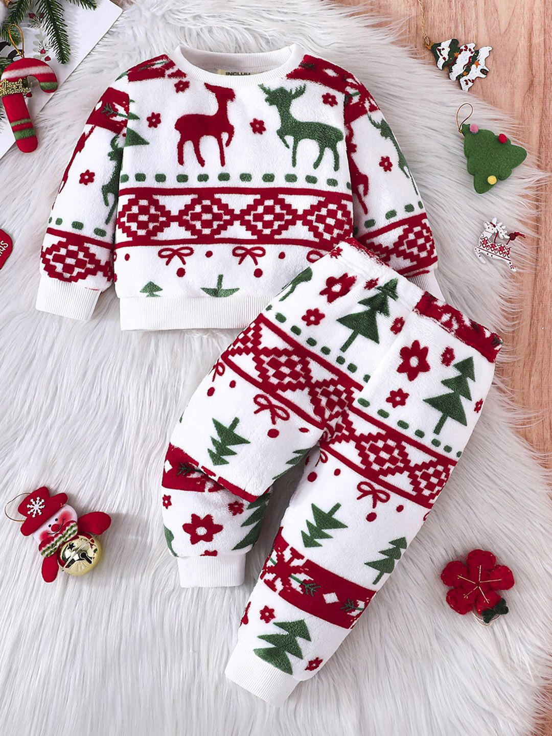 

INCLUD Boys Printed Round Neck Long Sleeves Sweatshirt With Jogger, Red