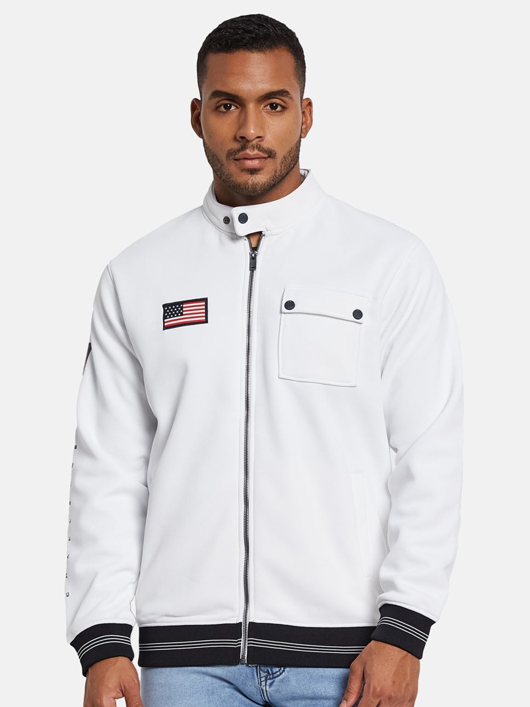 

Octave Men Long Sleeves Front-Open Regular Sweatshirt, White