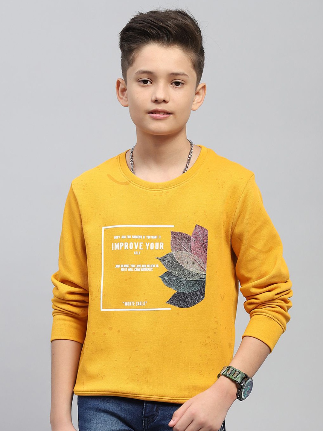 

Monte Carlo Boys Printed Cotton Pullover Sweatshirt, Yellow