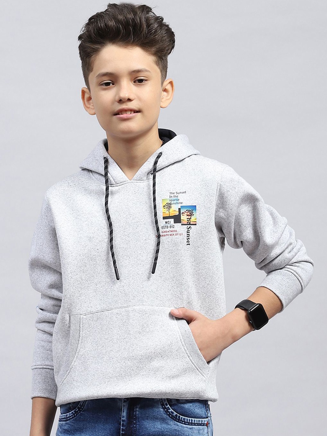 

Monte Carlo Boys Cotton Casual Printed Pullover Sweatshirt, Grey