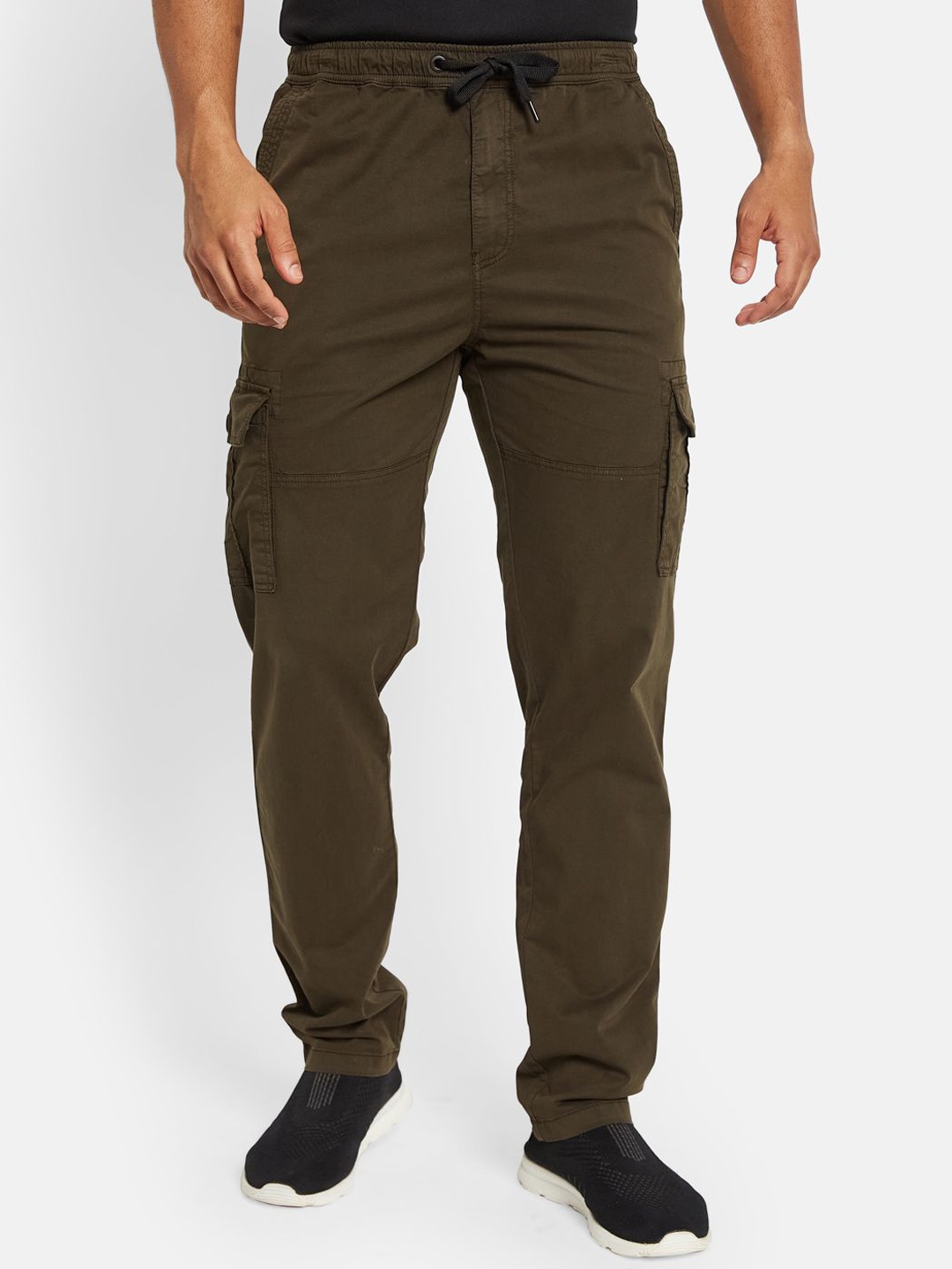 

Octave Men Cotton Mid-Rise Solid Track Pants, Olive