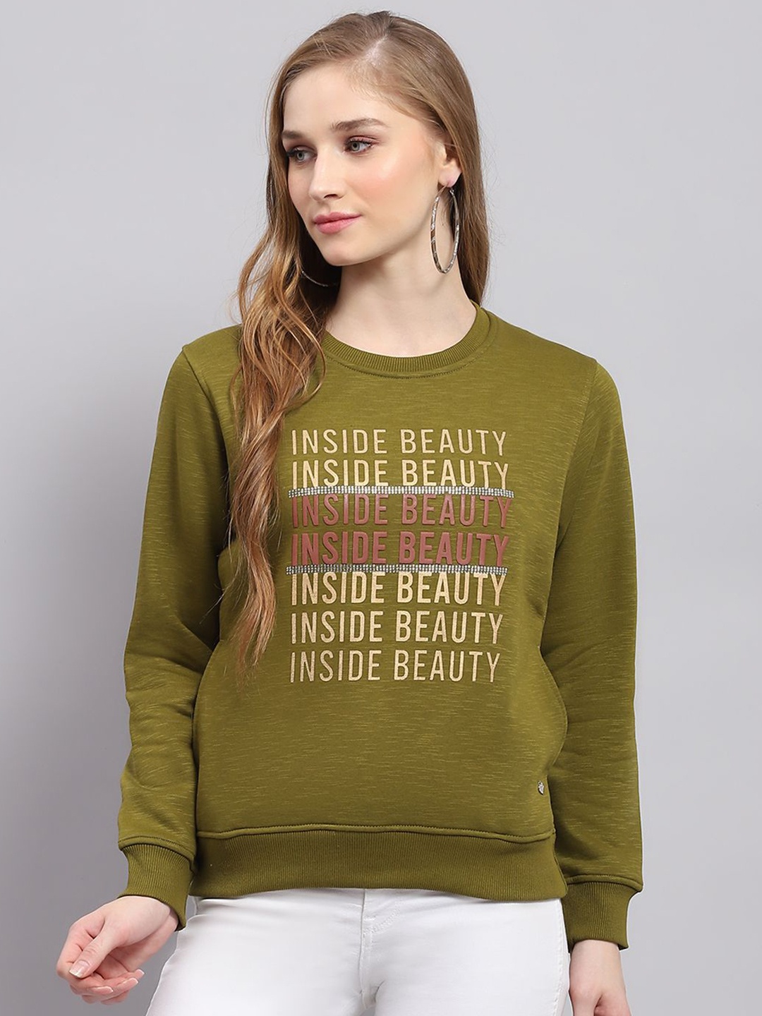 

Monte Carlo Women Printed Pullover Sweatshirt, Green