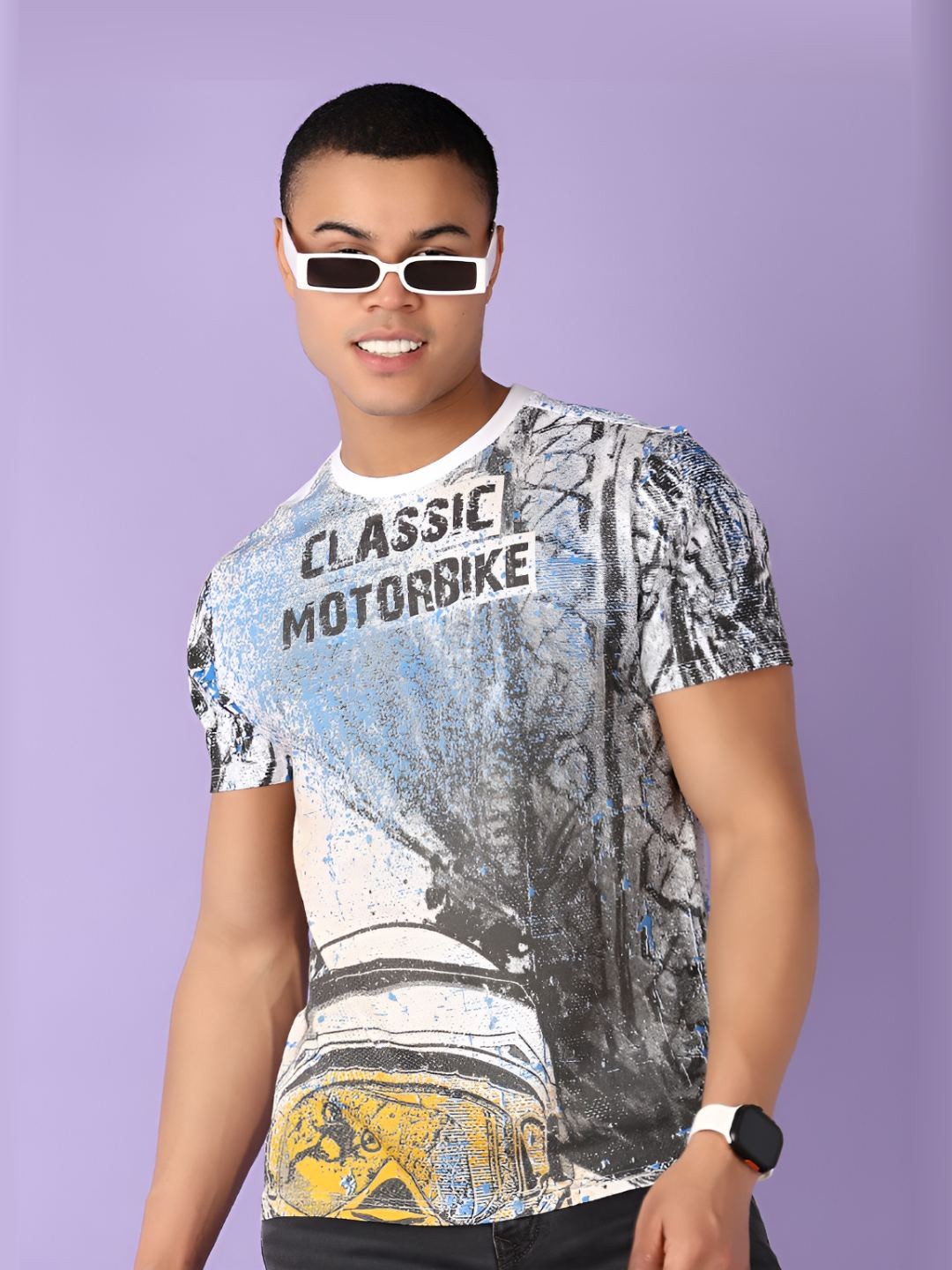 

V-Mart Men Typography Printed Round Neck Cotton T-shirt, White