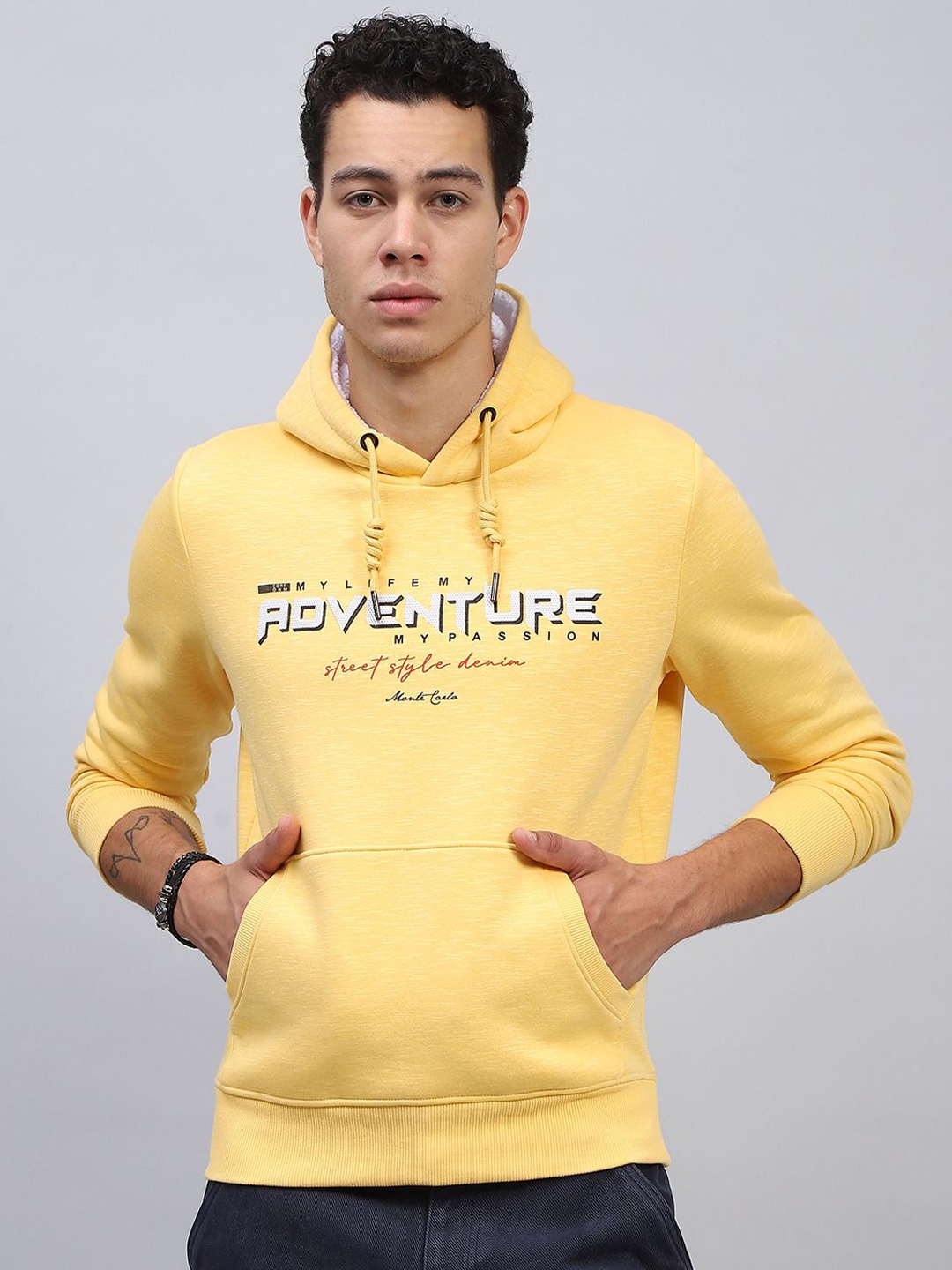 

Monte Carlo Men Printed Pullover Cotton Sweatshirt, Yellow