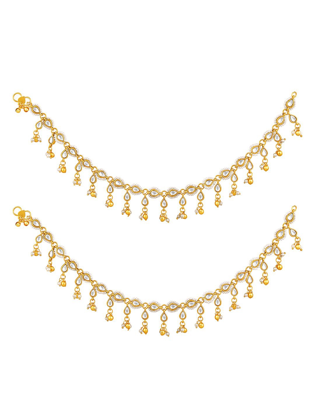 

Peora Gold-Plated Kundan Studded Anklets