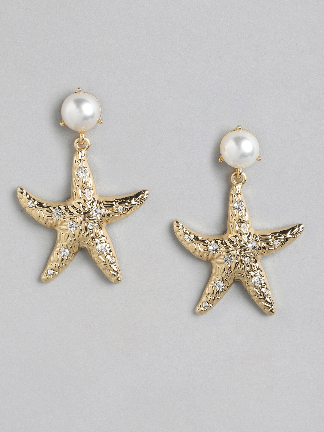 

Forever New Gold-Plated Star Shaped Pearl Drop Earrings
