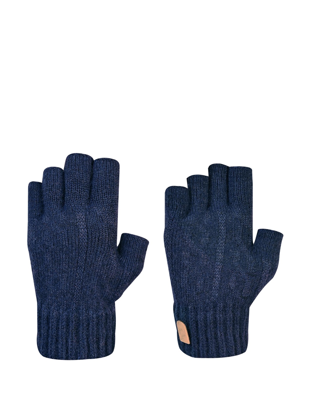 

LOOM LEGACY Men Patterned Acrylic Fingerless Gloves, Navy blue