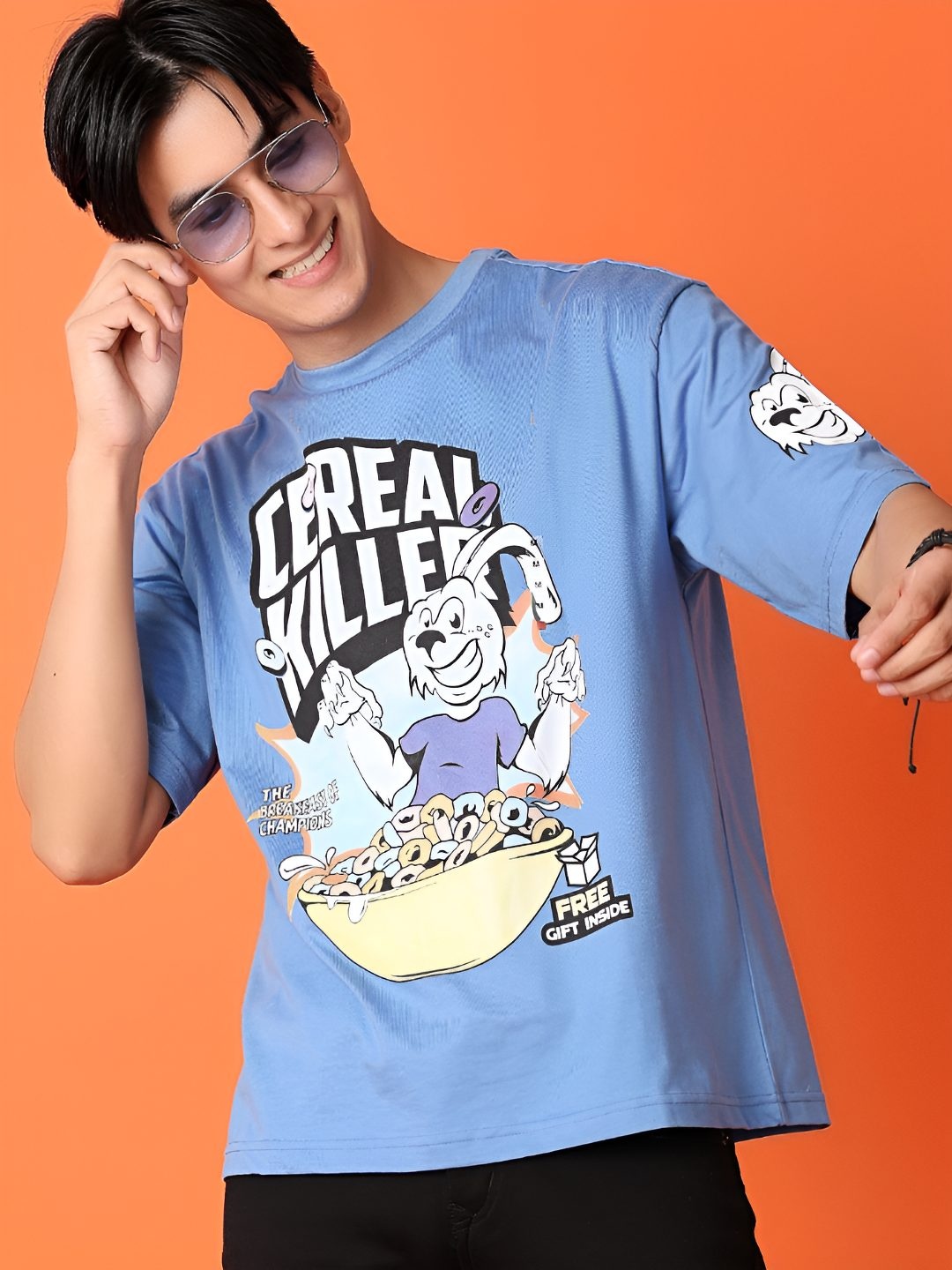 

V-Mart Men Printed T-shirt, Blue