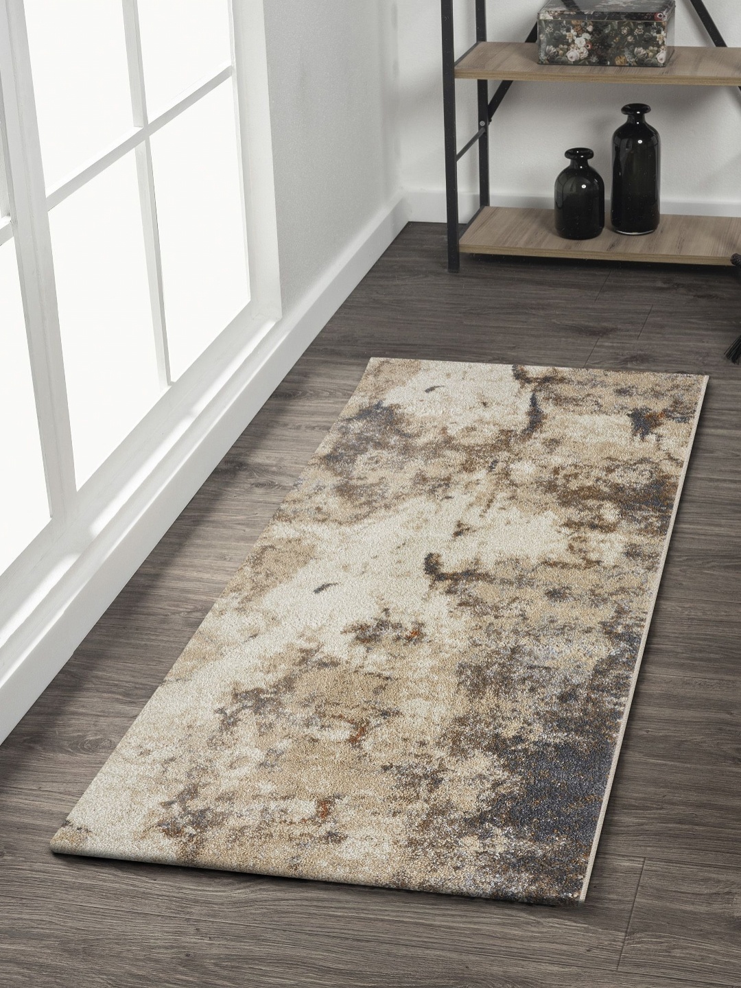 

OBSESSIONS Brown & Beige Printed Anti-Static Bedside Floor Runner