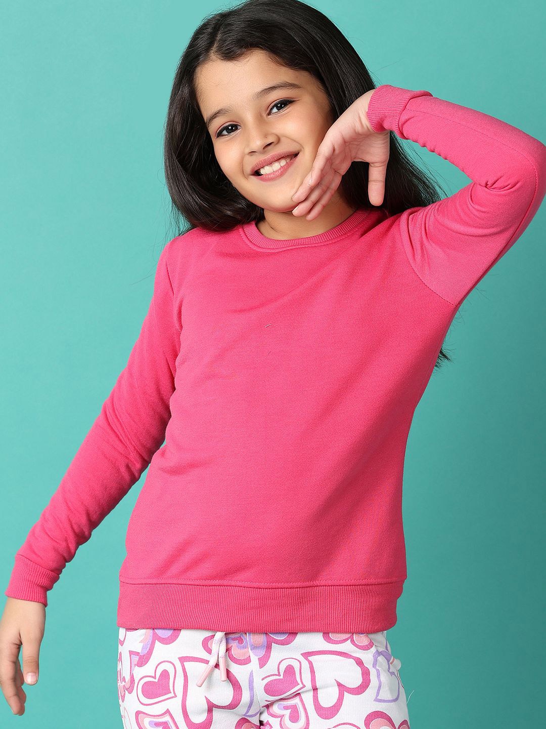 

V-Mart Girls Solid Sweatshirt, Fuchsia
