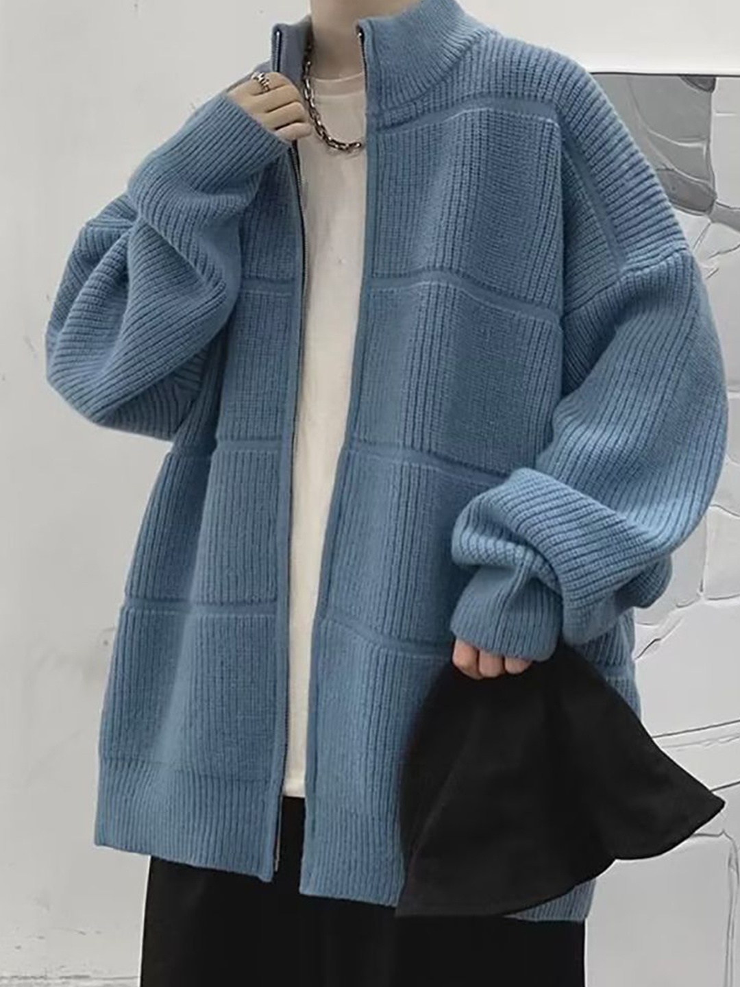 

StyleCast x Revolte Men Longline Cardigan, Blue