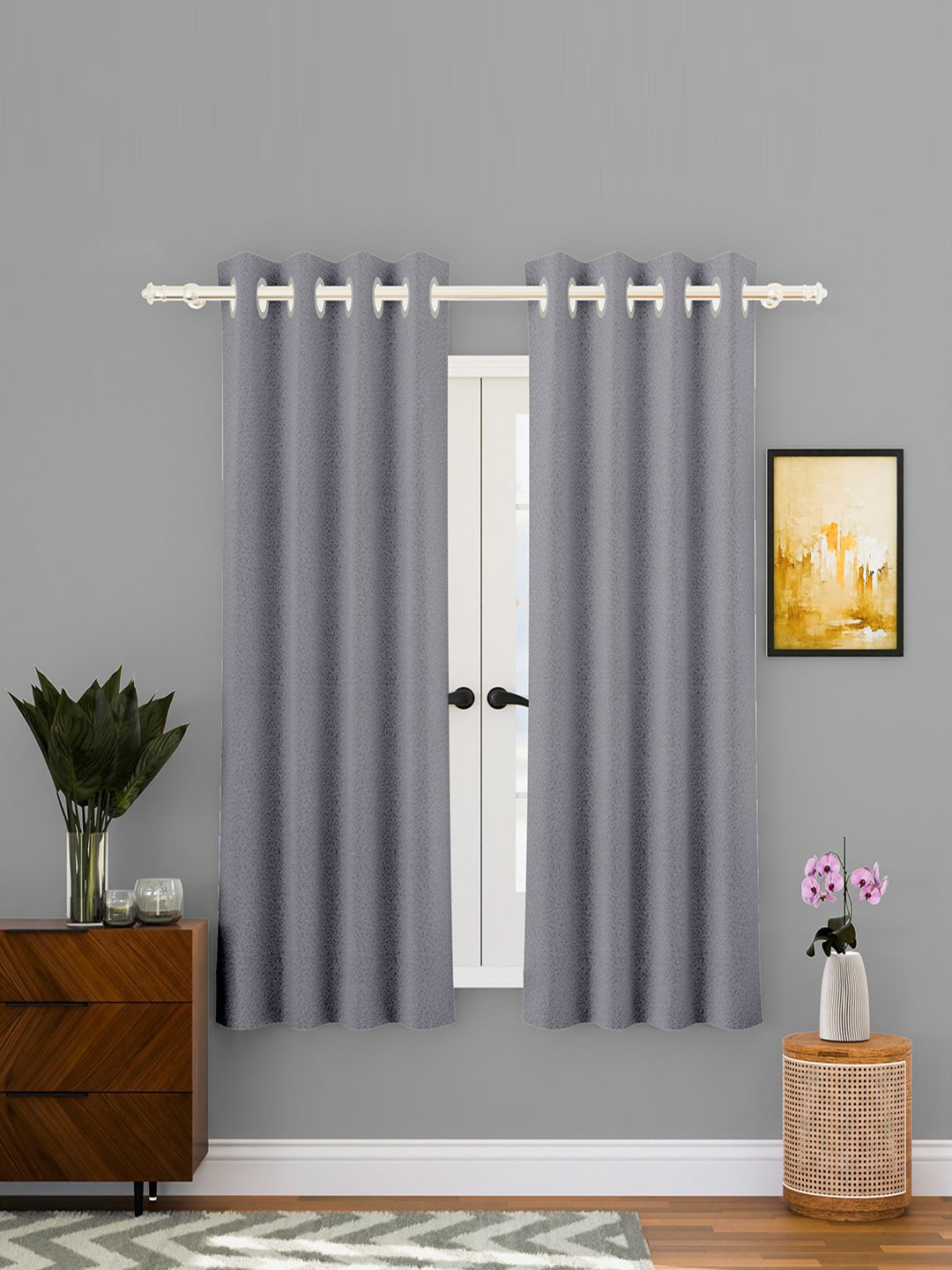 

Kuber Industries Grey 2 Pieces Cotton Window Curtains