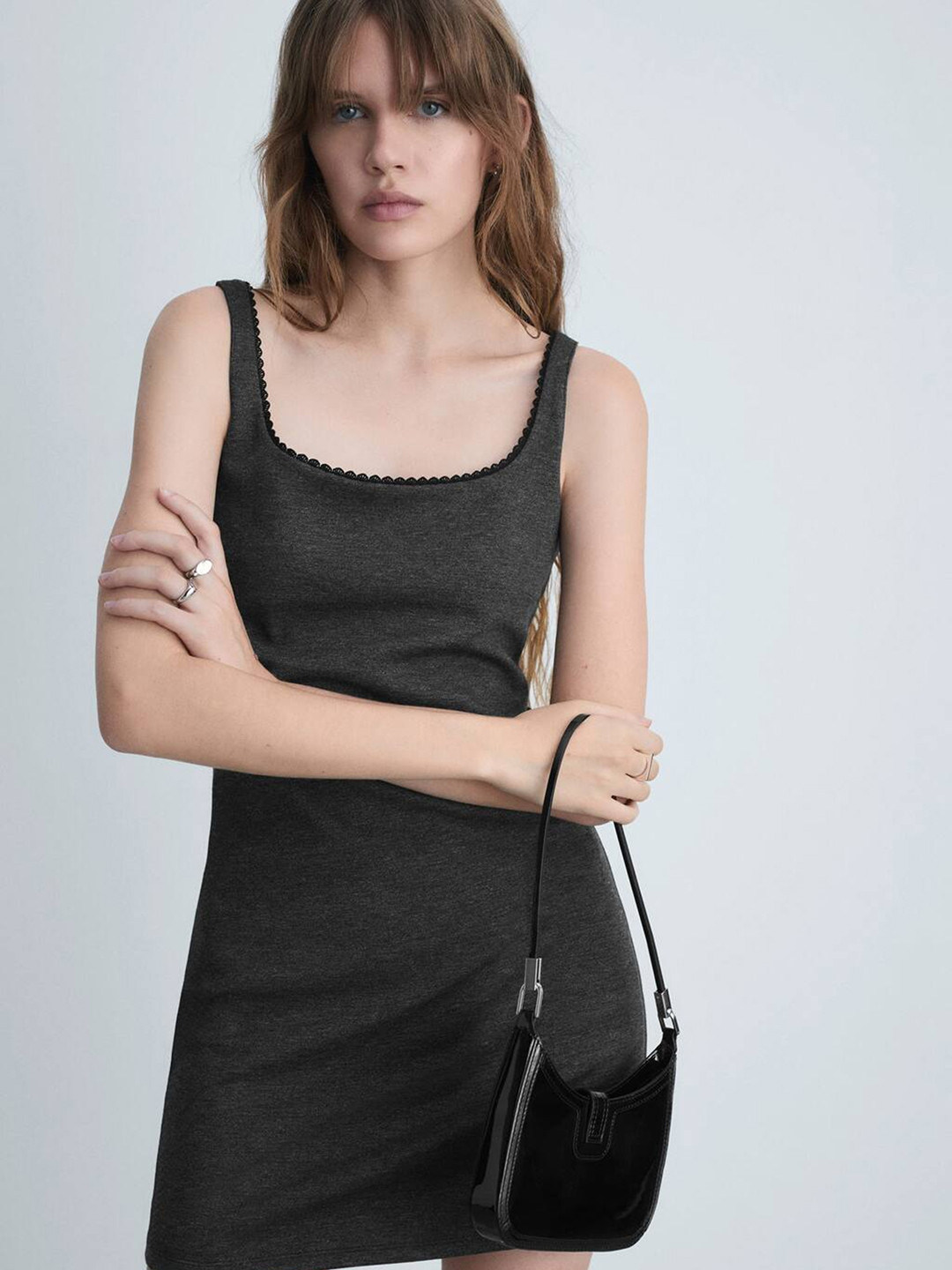 

MANGO Bodycon Mini Dress, Charcoal
