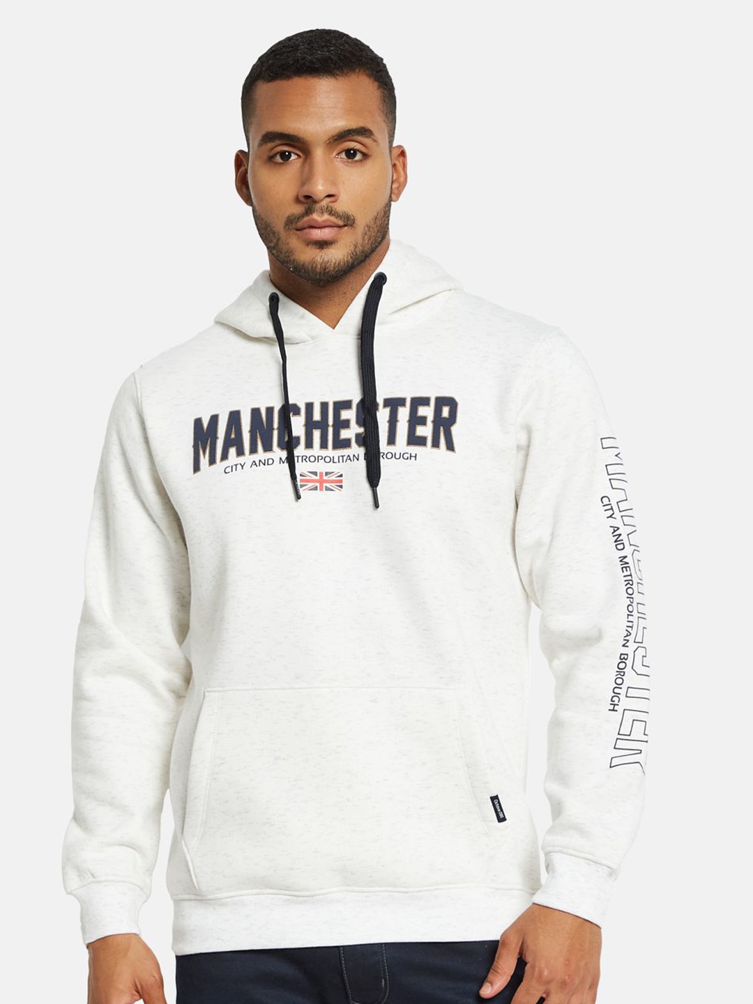 

Octave Men Graphic Printed Hooded Sweatshirt, White