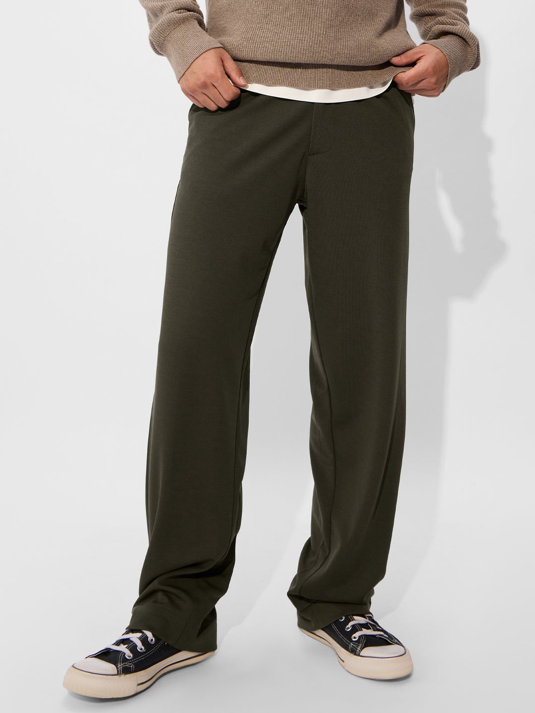 

The Souled Store Men Straight Fit Trouser, Olive