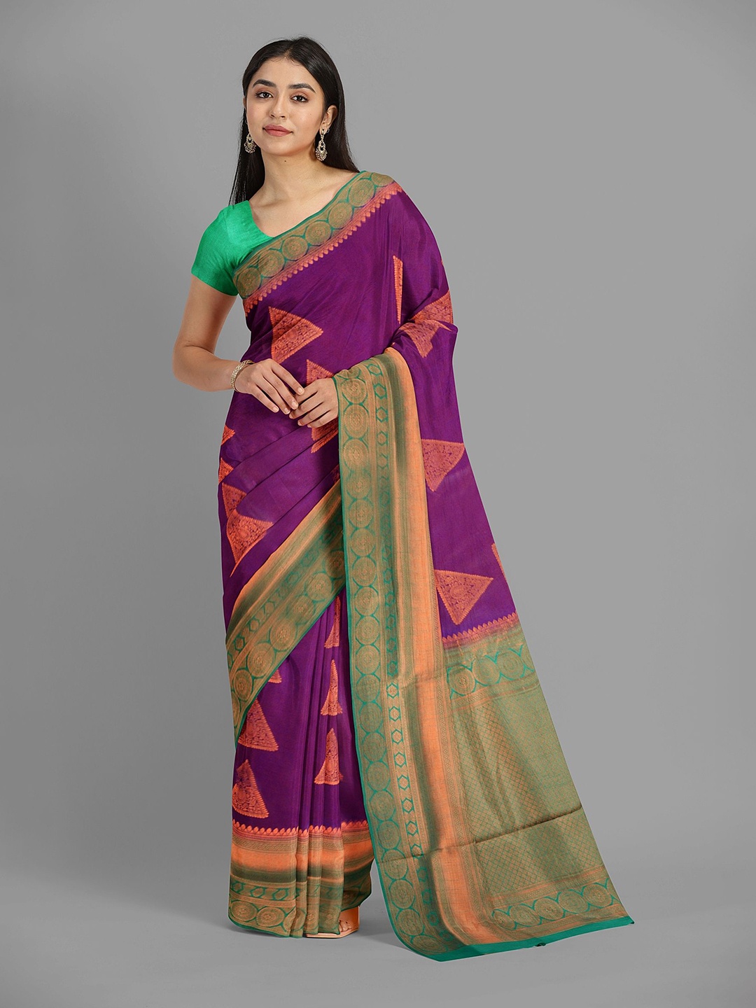 

The Chennai Silks Ethnic Motifs Woven Design Zari Saree, Violet