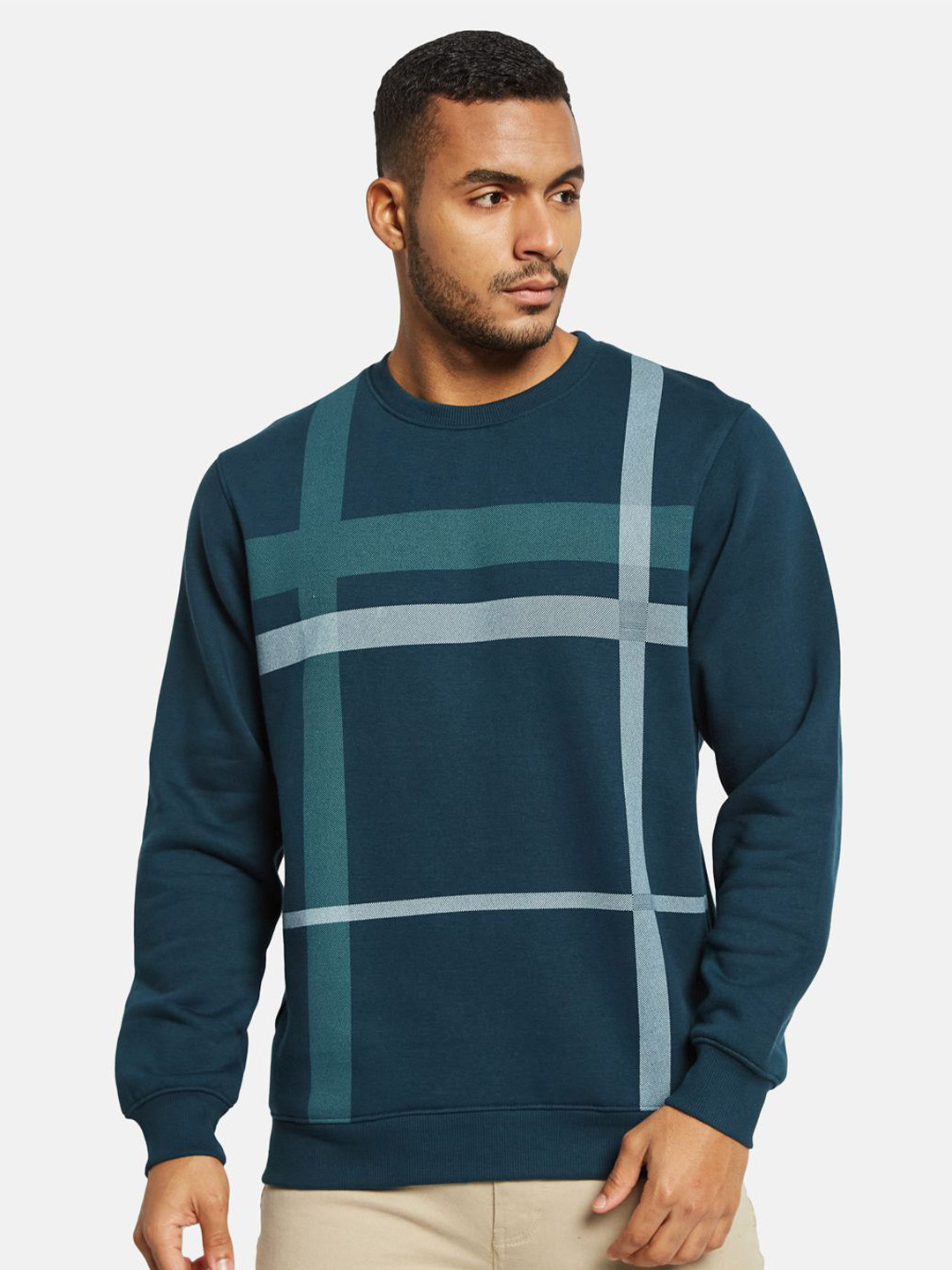 

Octave Men Striped Pullover Sweatshirt, Green
