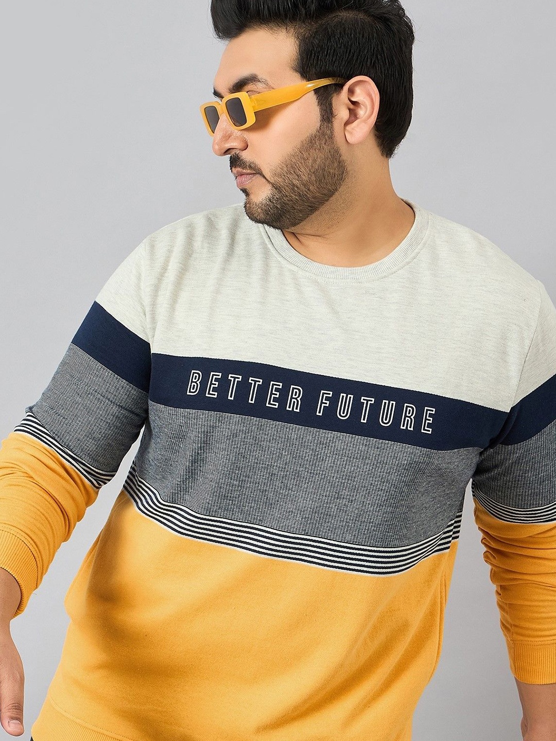 

AUSTIVO Men Striped Sweatshirt, Yellow