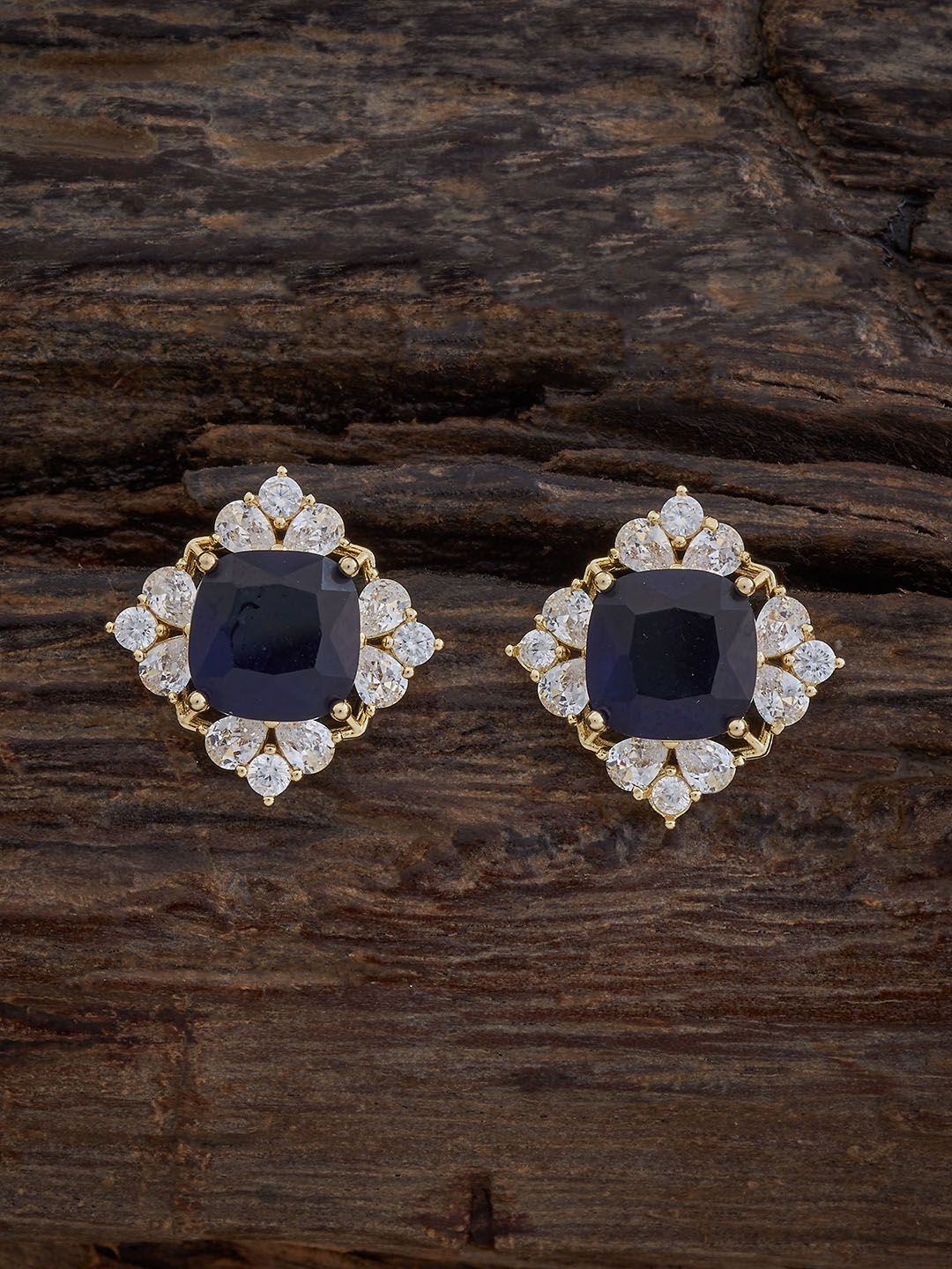 

Kushal's Fashion Jewellery Gold-Plated Square Studs, Blue