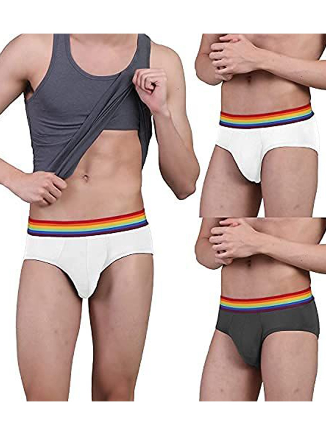 

FREECULTR Men Pack Of 3 Anti Bacterial Ribbed Basic Briefs, White