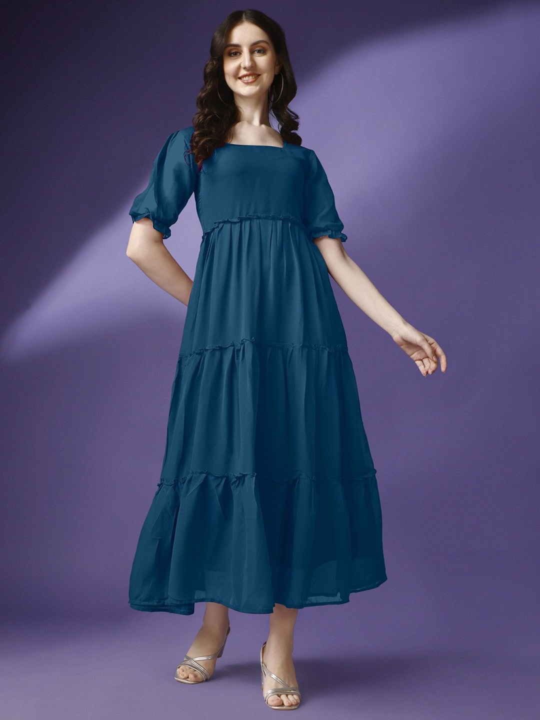 

Raiyani Enterprise Women Fit & Flare Maxi Dress, Blue