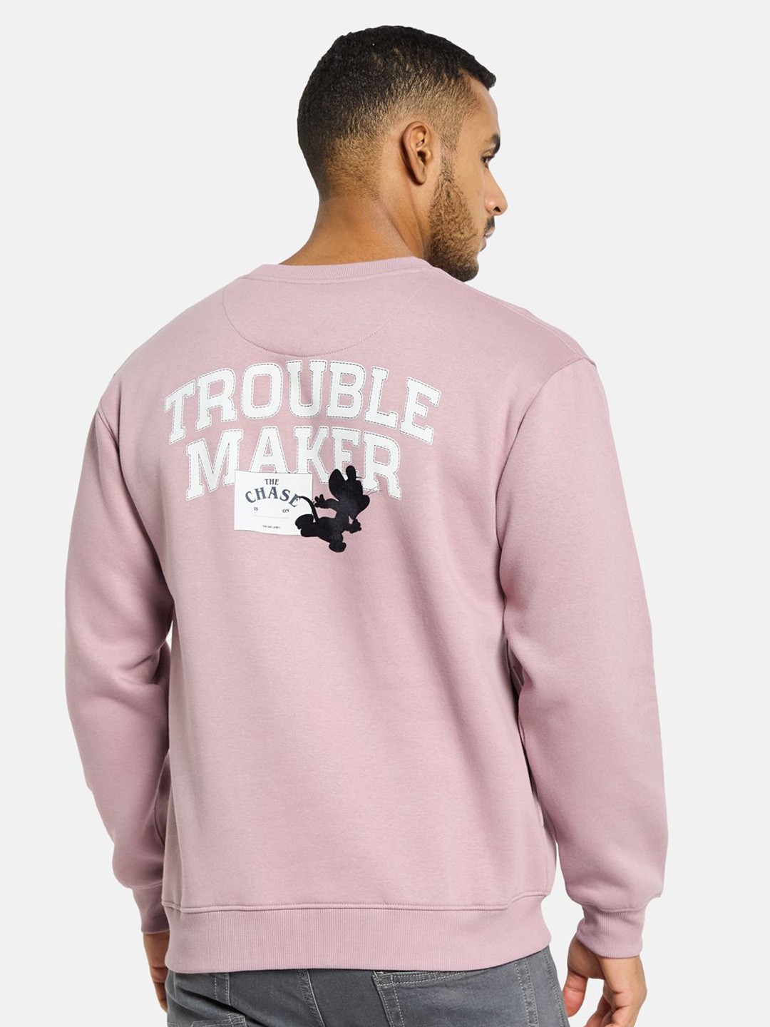 

Octave Men Printed Round Neck Sweatshirt, Pink