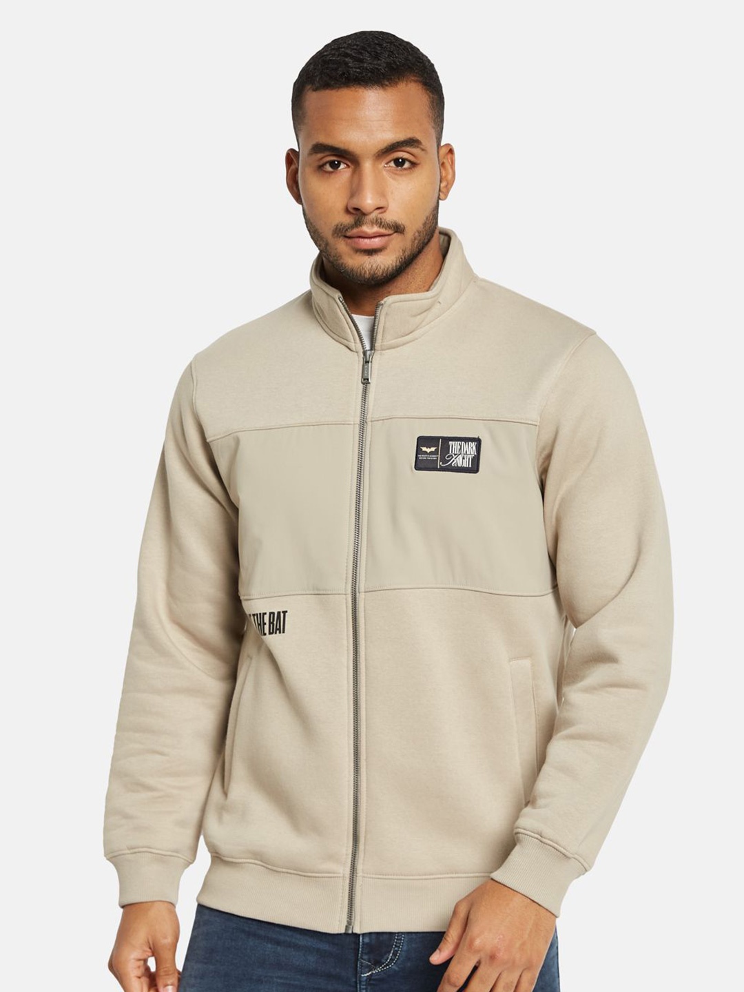 

Octave Men Mock Collar Sweatshirt, Beige