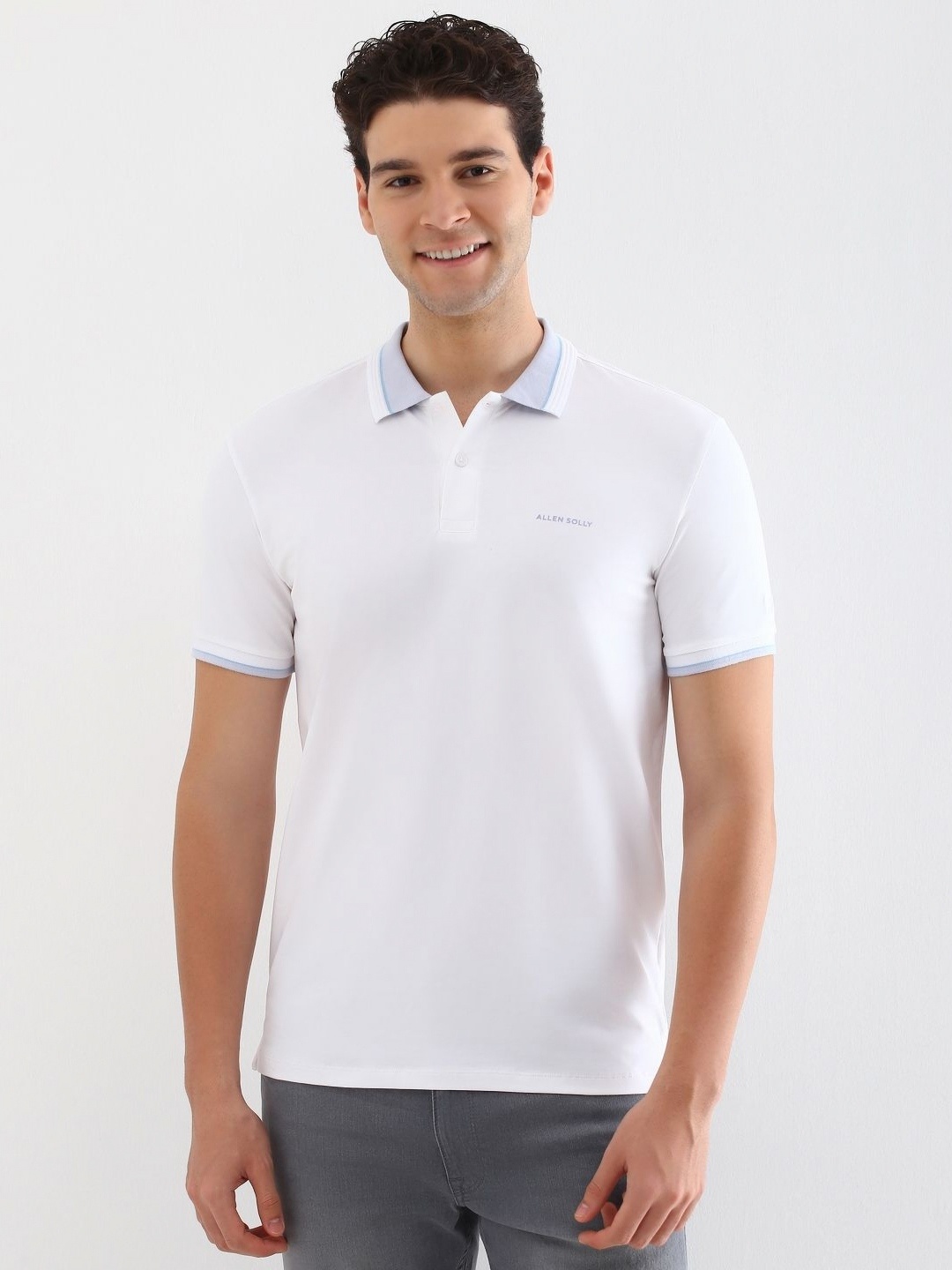 

Allen Solly Men Solid Polo Collar Cotton T-shirt, White