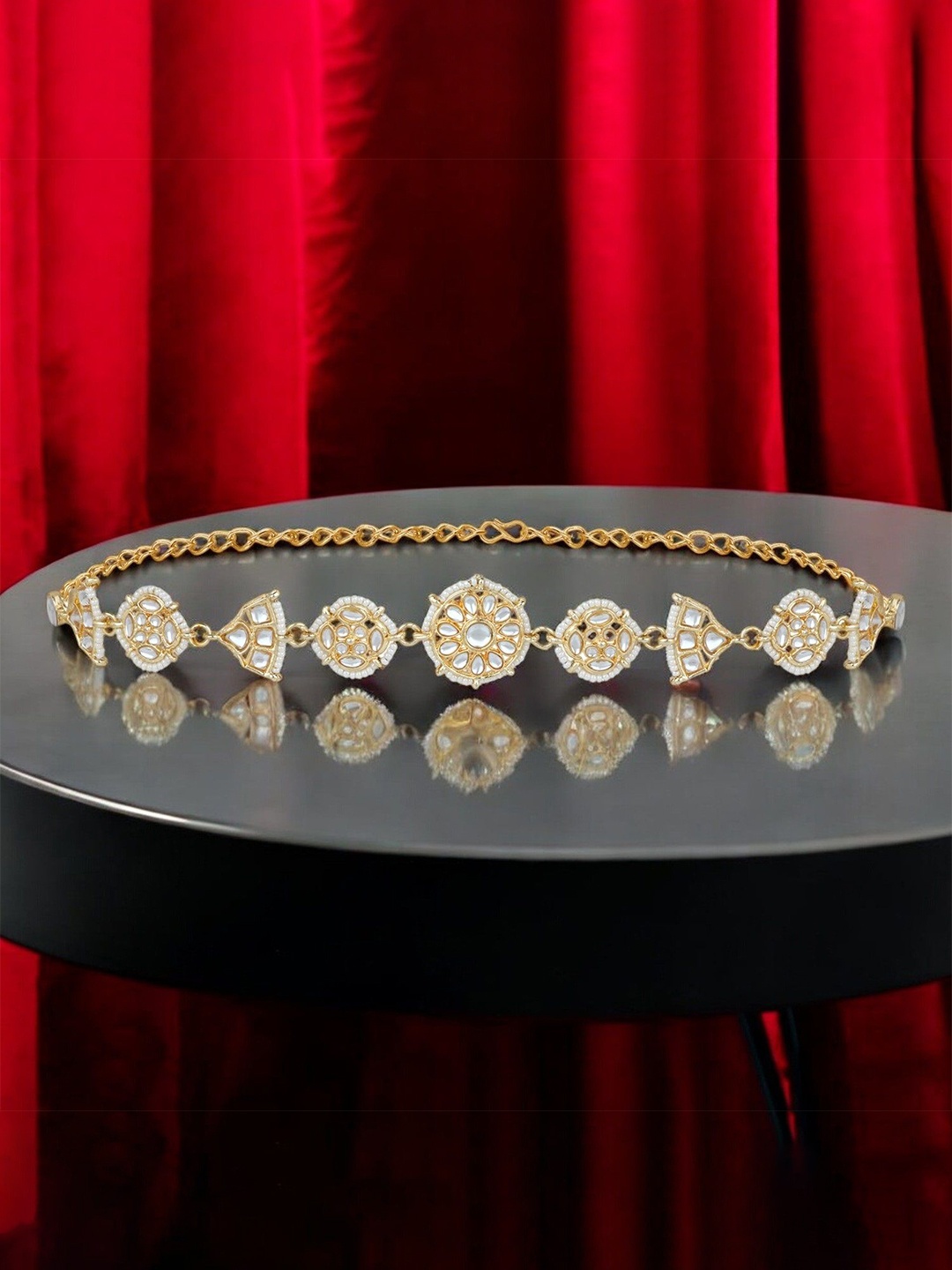 

Stefan Women Kundan Stone Traditional Tiara, Gold