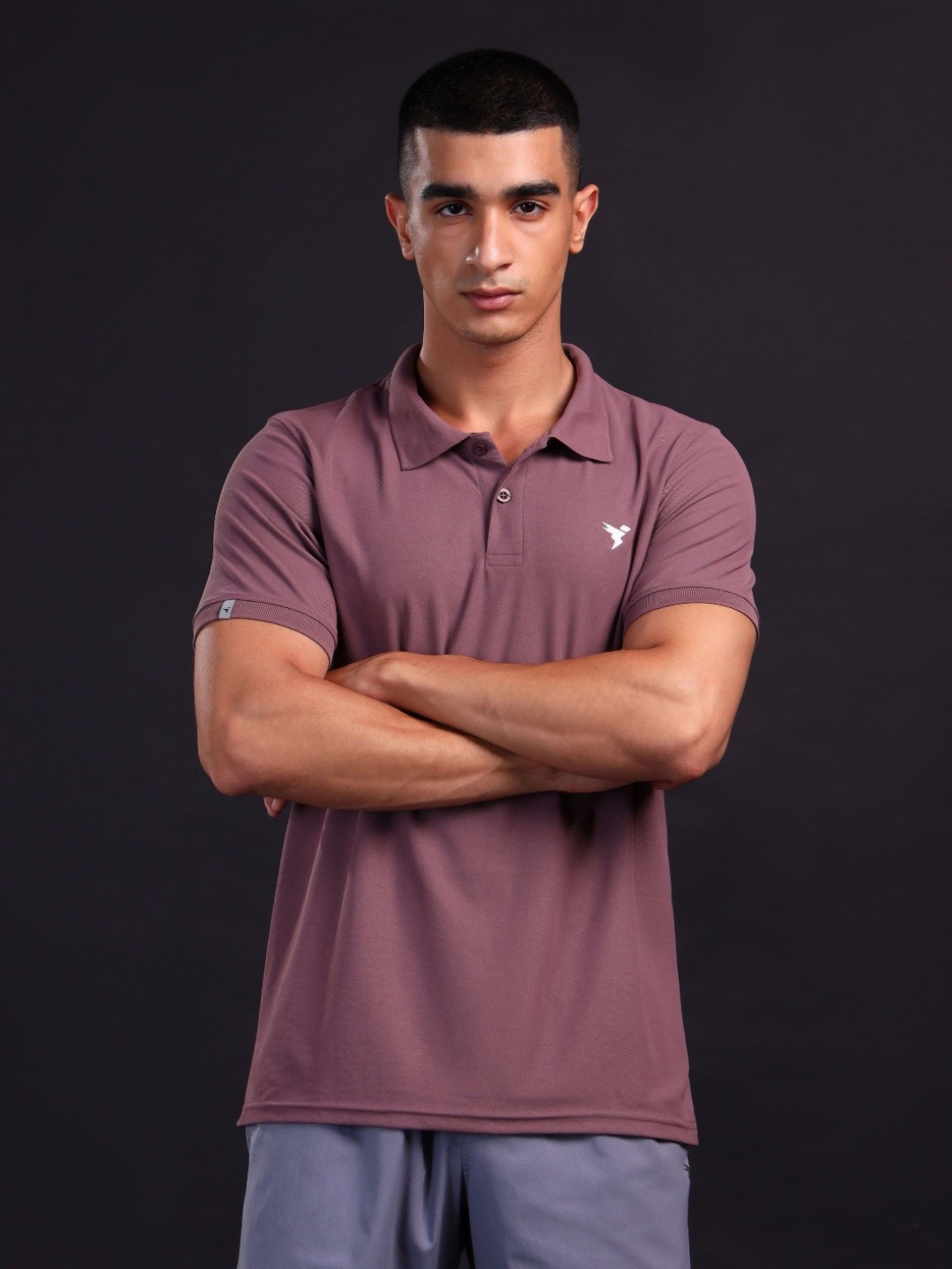 

Technosport Men Polo Collar UPF50 Slim Fit T-shirt, Purple