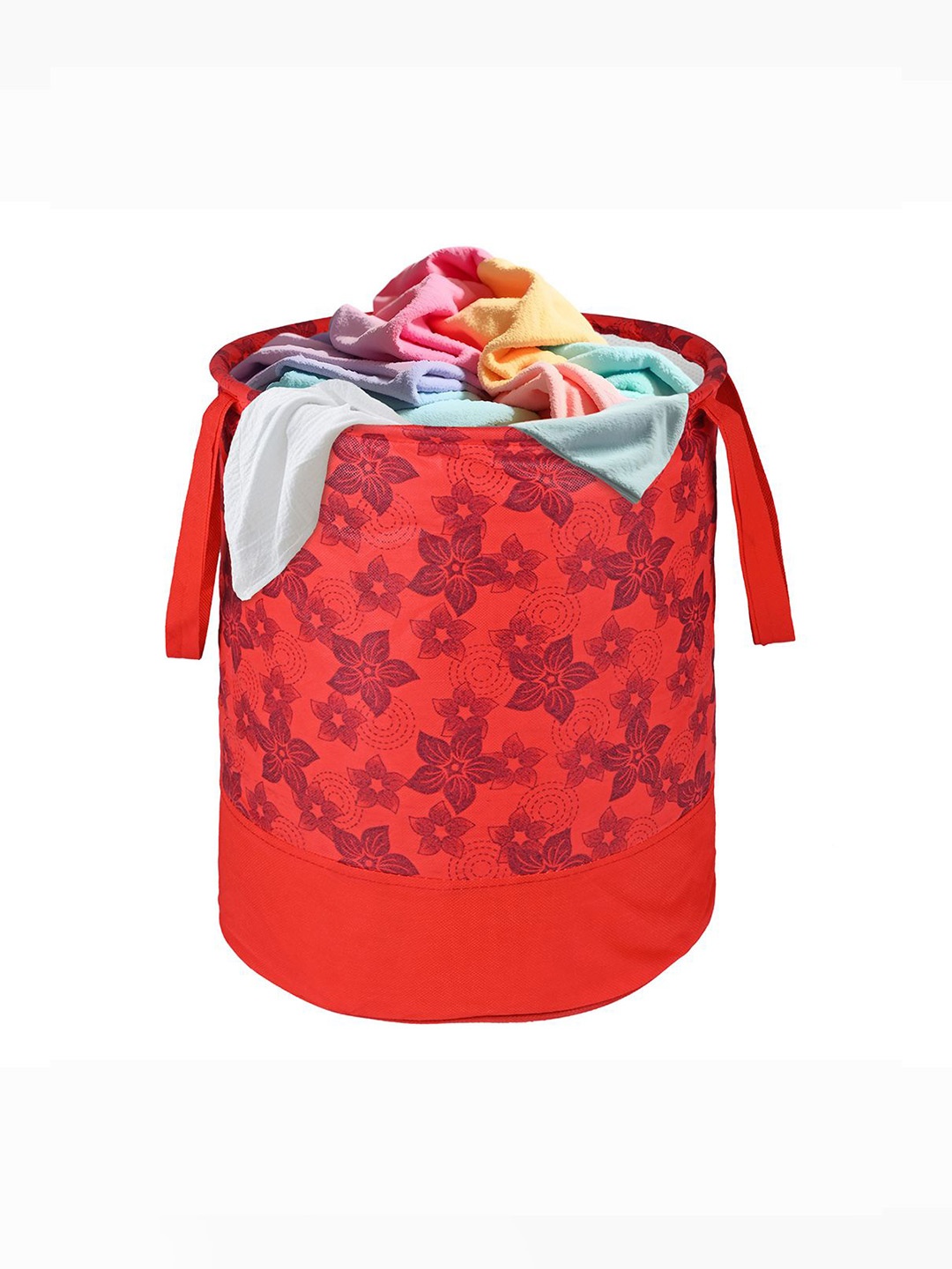 

Kuber Industries Red & Maroon Floral Printed Foldable Laundry Bag 45L