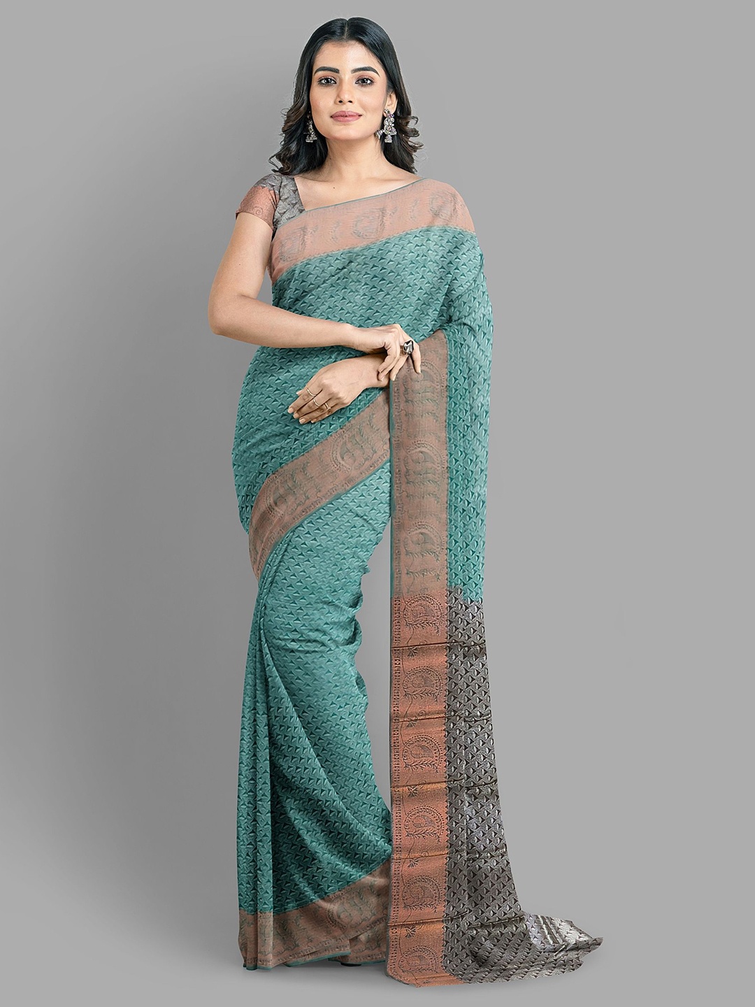 

The Chennai Silks Zari Banarasi Woven Design Saree, Green