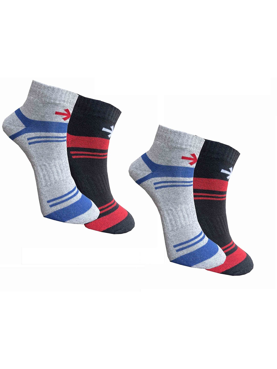

HRX by Hrithik Roshan Unisex Pack Of 4 Striped Ankle-Length Socks, Grey