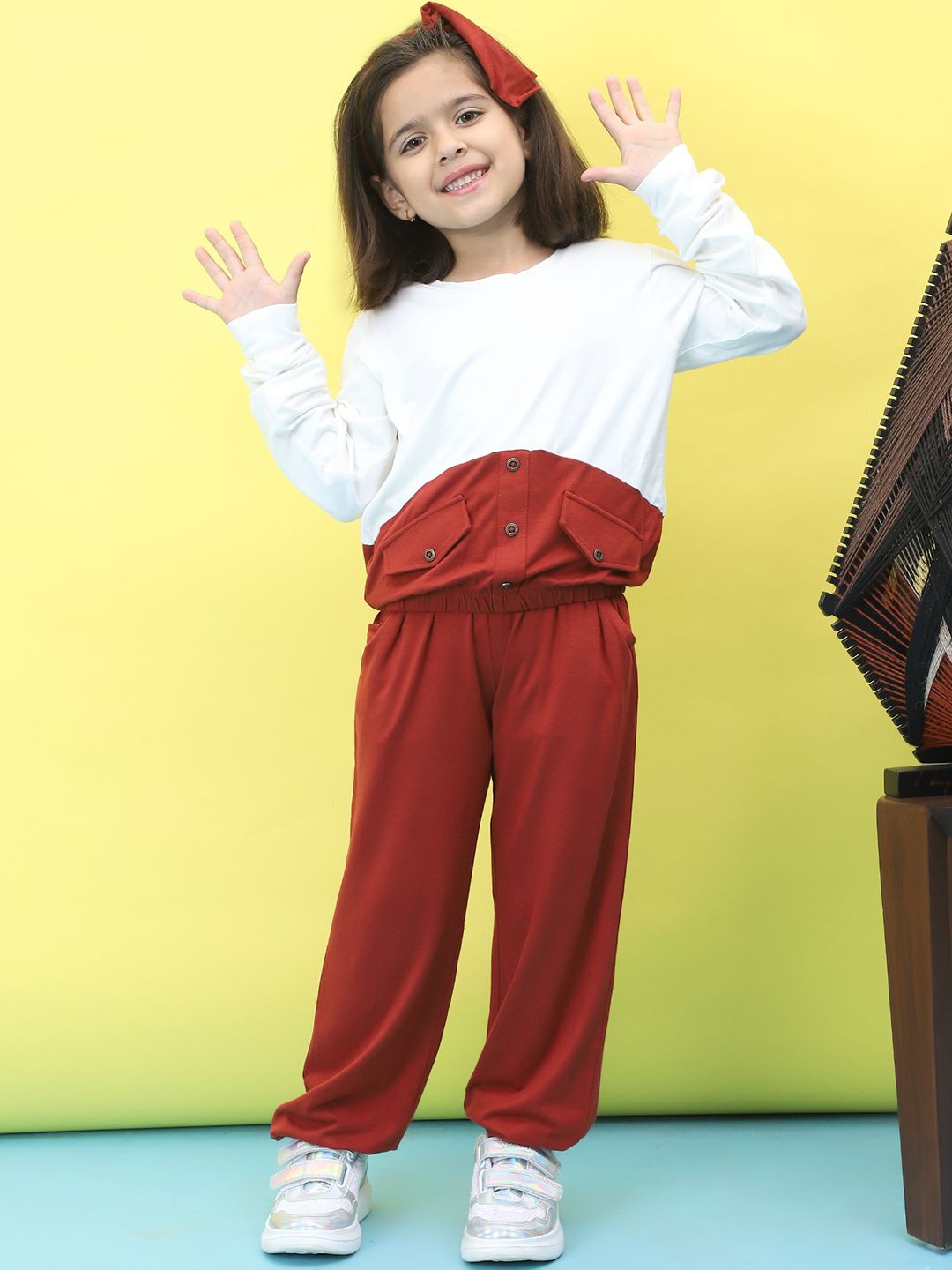 

Baawri Girls Colourblocked Sweatshirt With Trouser, Rust