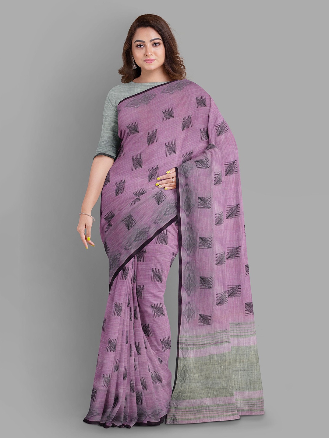 

The Chennai Silks Floral Printed Bhagalpuri Saree, Purple