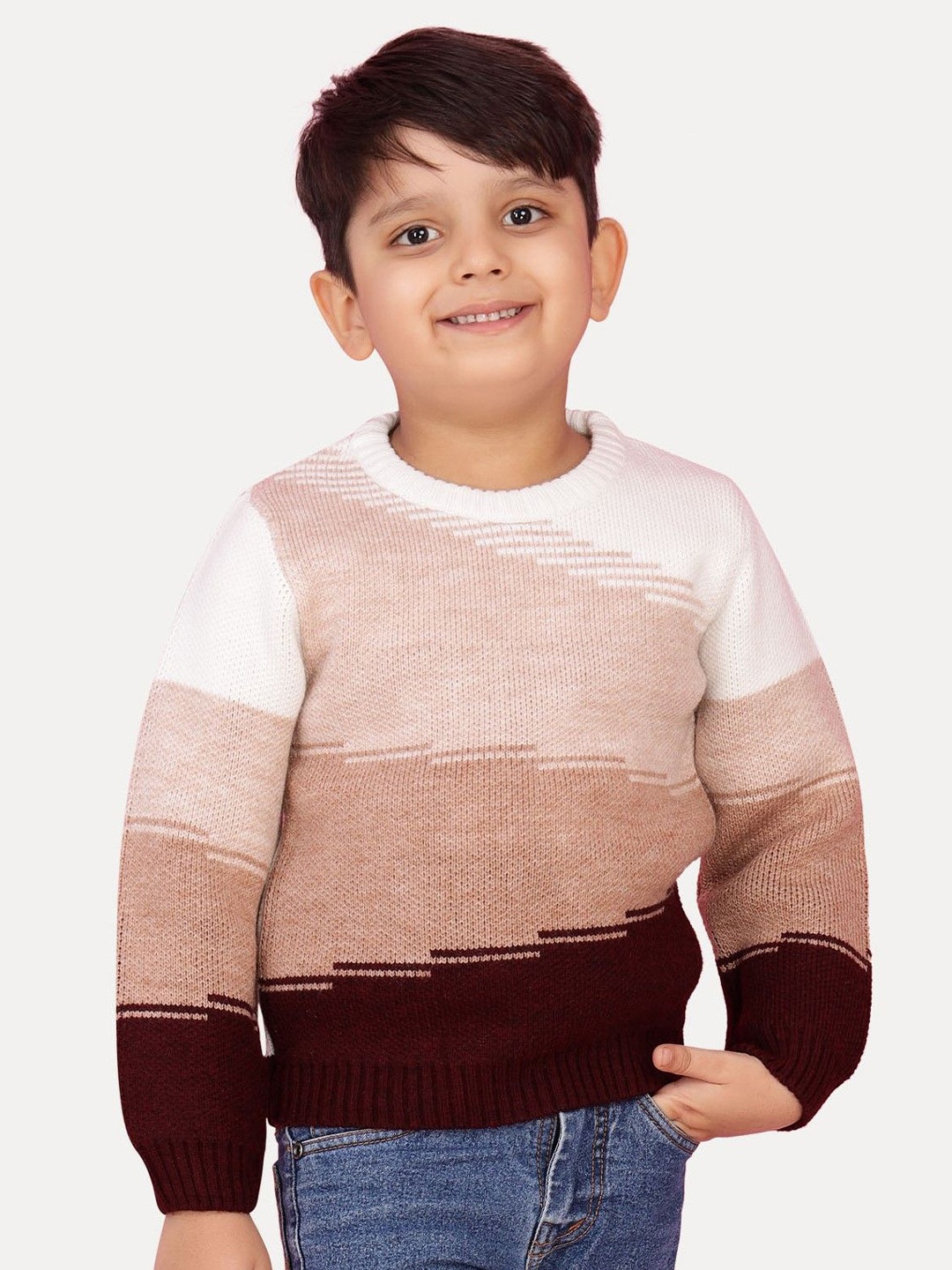 

JoE Hazel Boys Printed Pullover Sweaters, Coffee brown