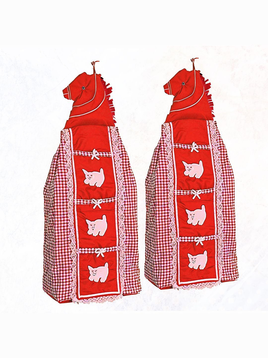 

Kuber Industries Red & White 2 Pieces Printed Drawer Organisers