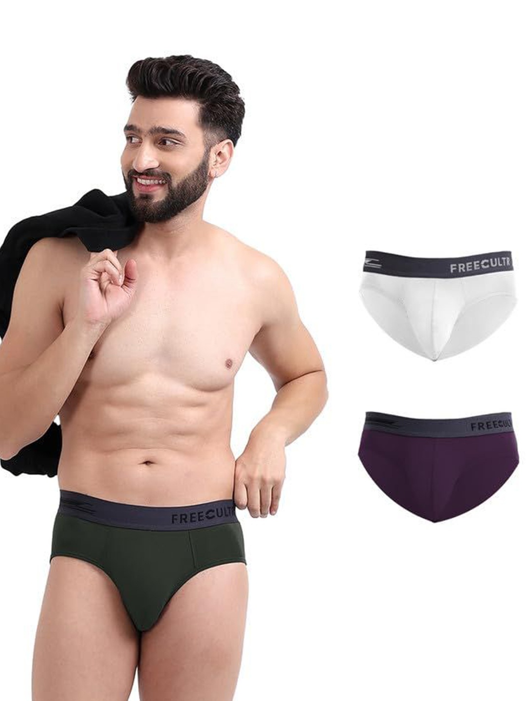 

FREECULTR Men Pack Of 3 Anti Bacterial Basic Briefs FC-XT-B-SEG-TV-CW_S, White