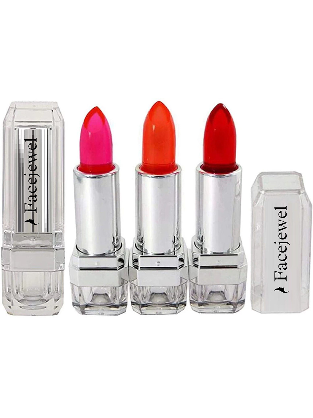 

Facejewel Set Of 3 Color Changing Gel Lipstick - 3.5 g Each - Pink-Red-Orange