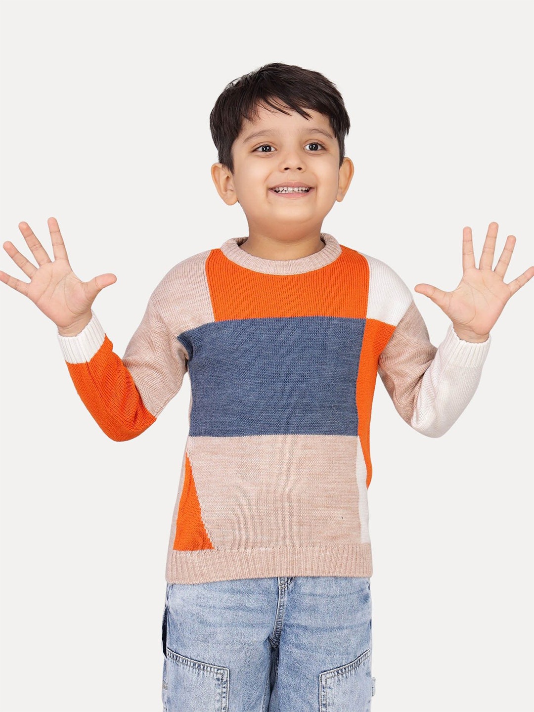 

JoE Hazel Boys Colourblocked Pullover, Beige