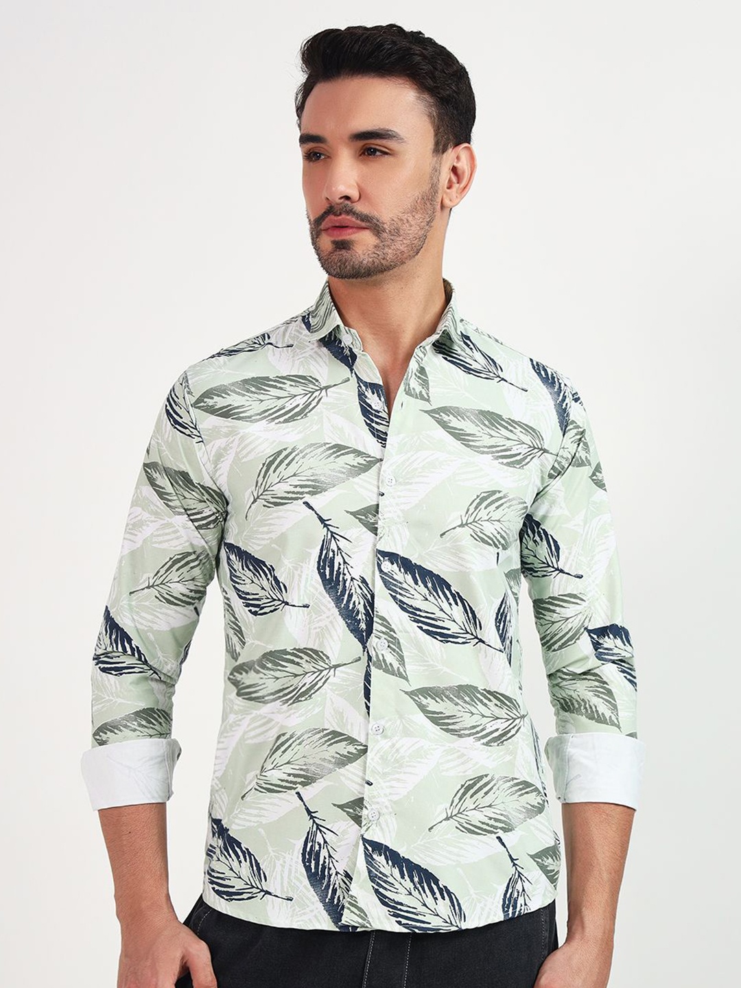 

YOUTH FIRST Men Premium Spread Collar Floral Printed Casual Shirt, Green