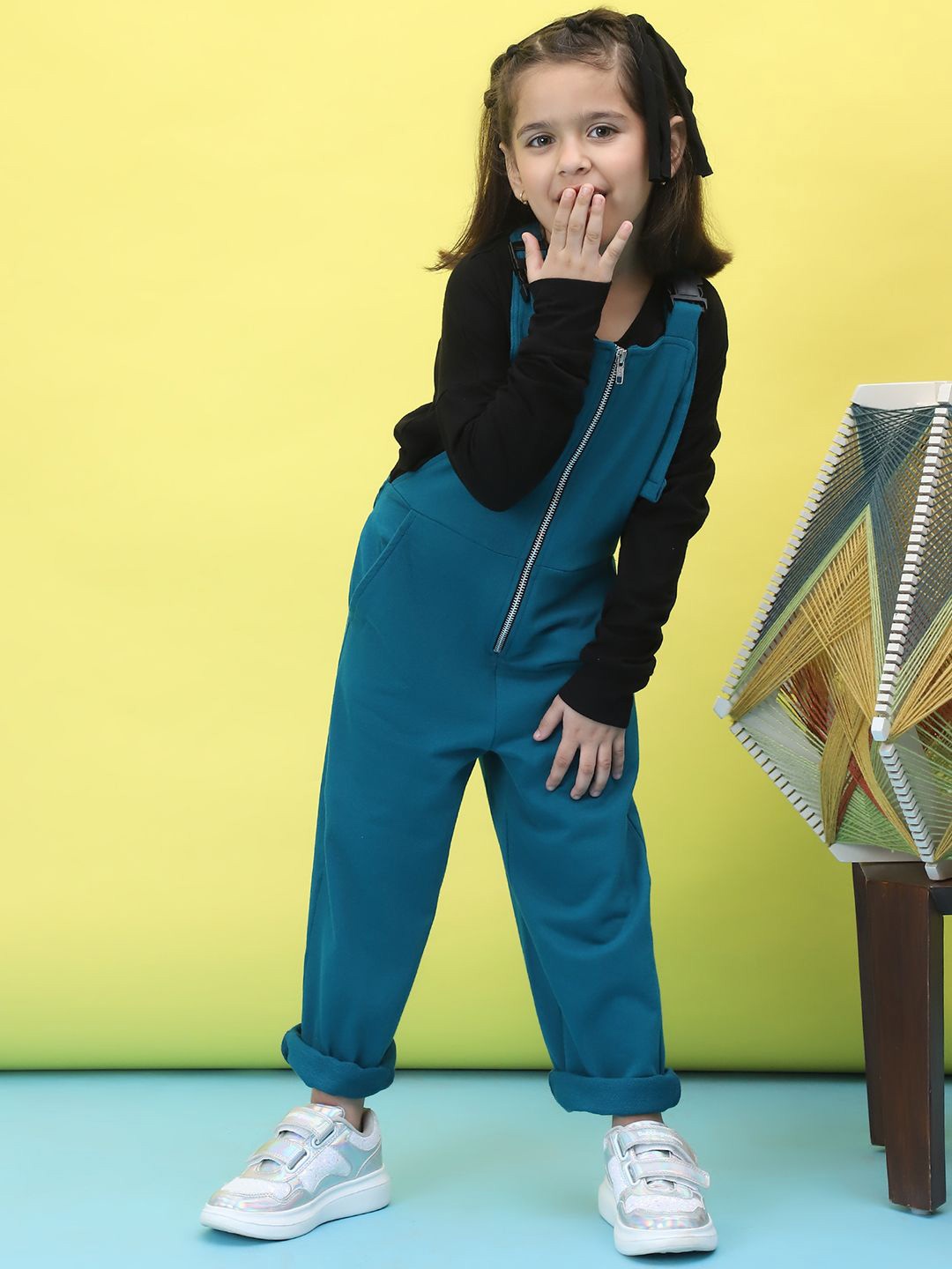 

Baawri Pure Cotton Dungaree With Top, Blue