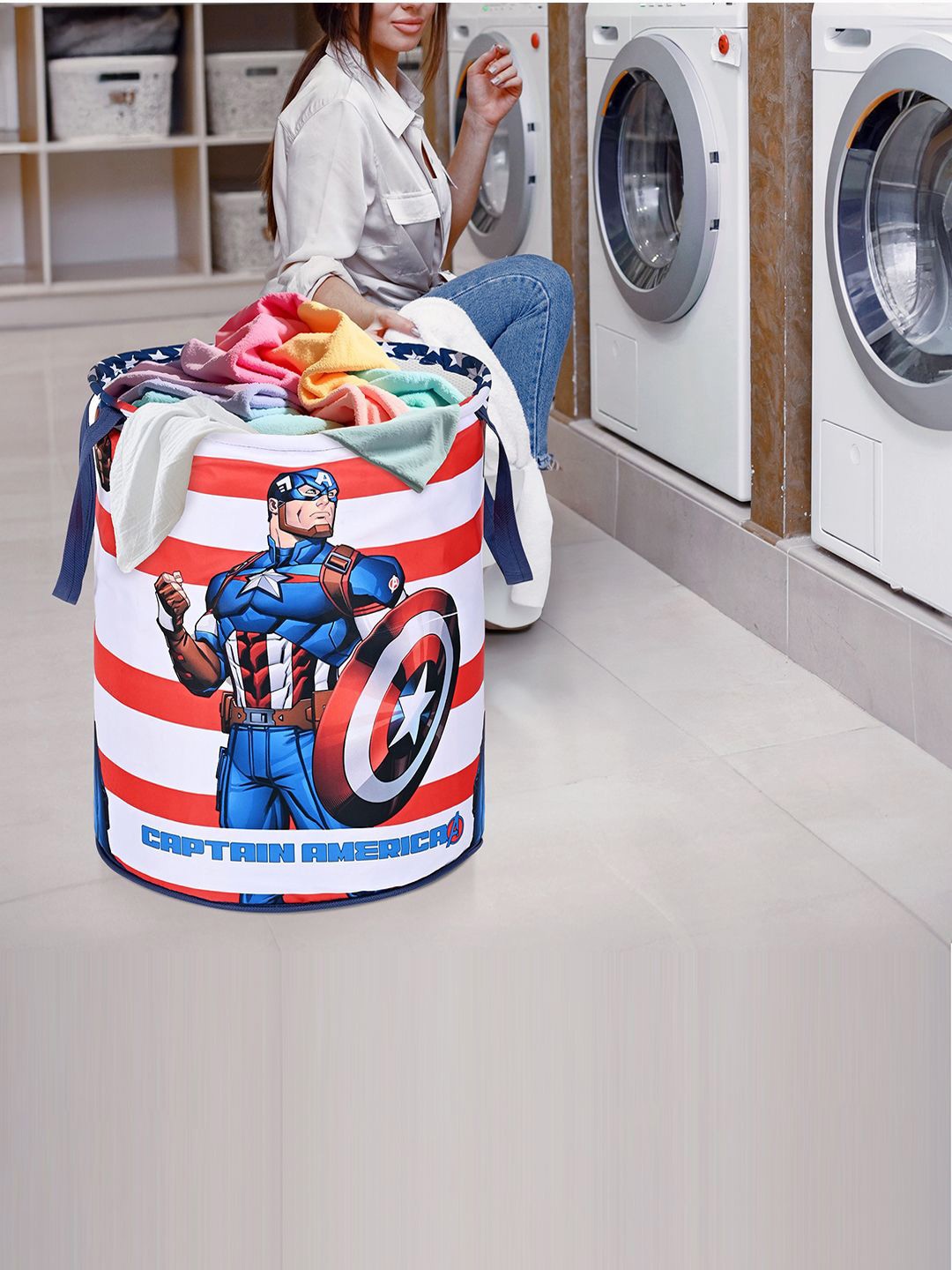 

Kuber Industries Blue 2 Pieces Marvel Captain America Printed Multi-Utility Organisers